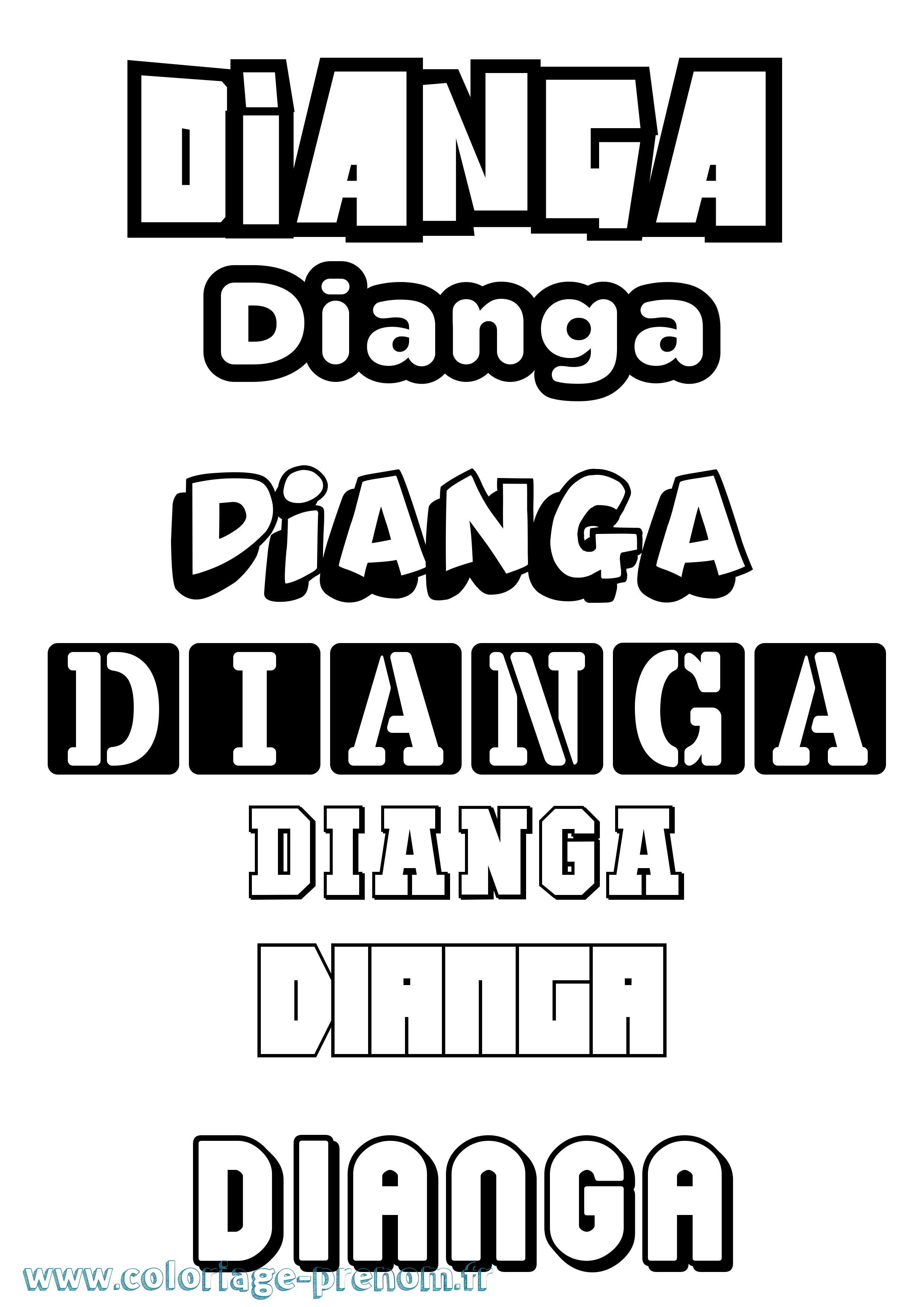 Coloriage Dianga Simple Coloriage prénom Dianga Simple