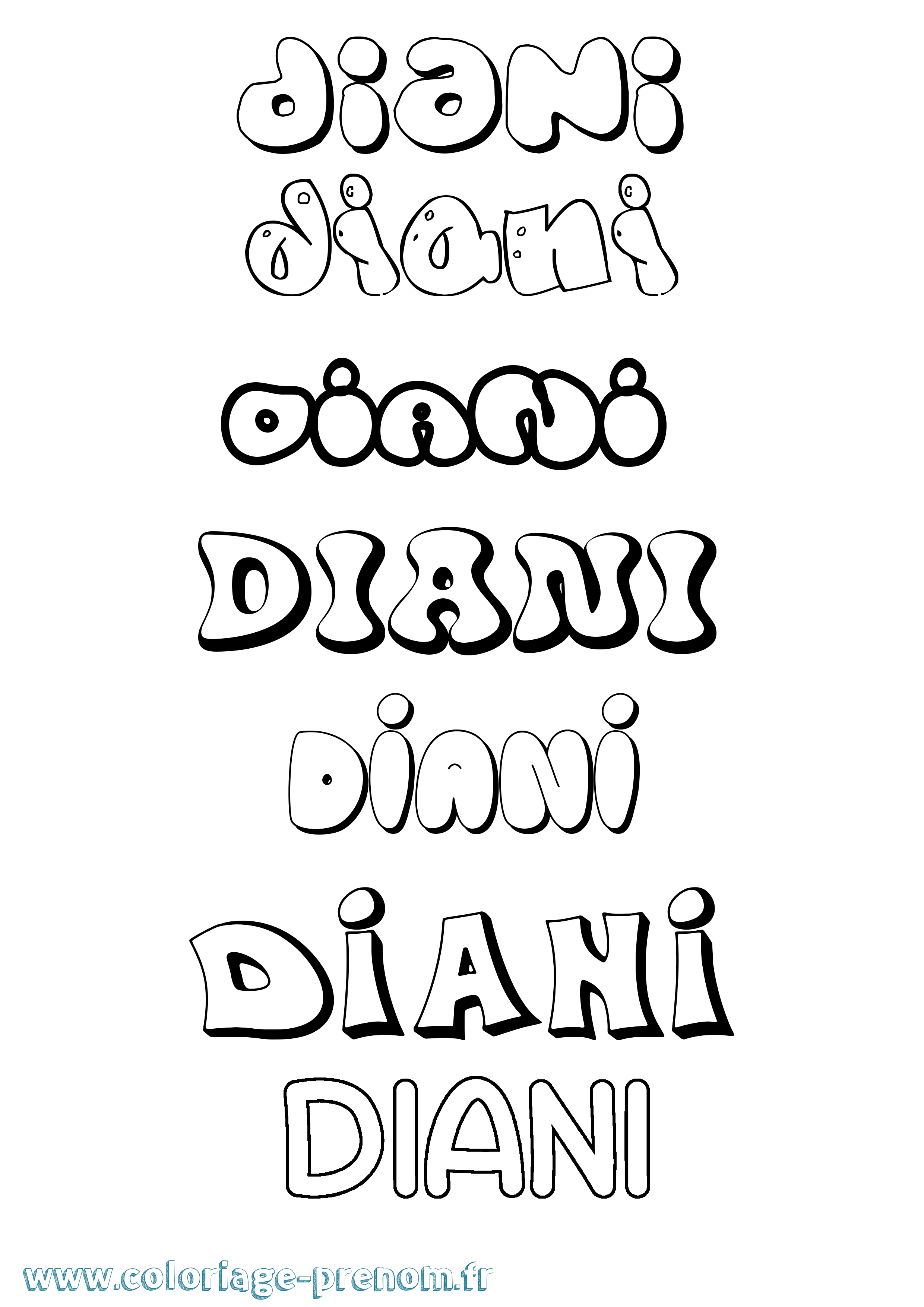 Coloriage Diani Bubble Coloriage prénom Diani Bubble