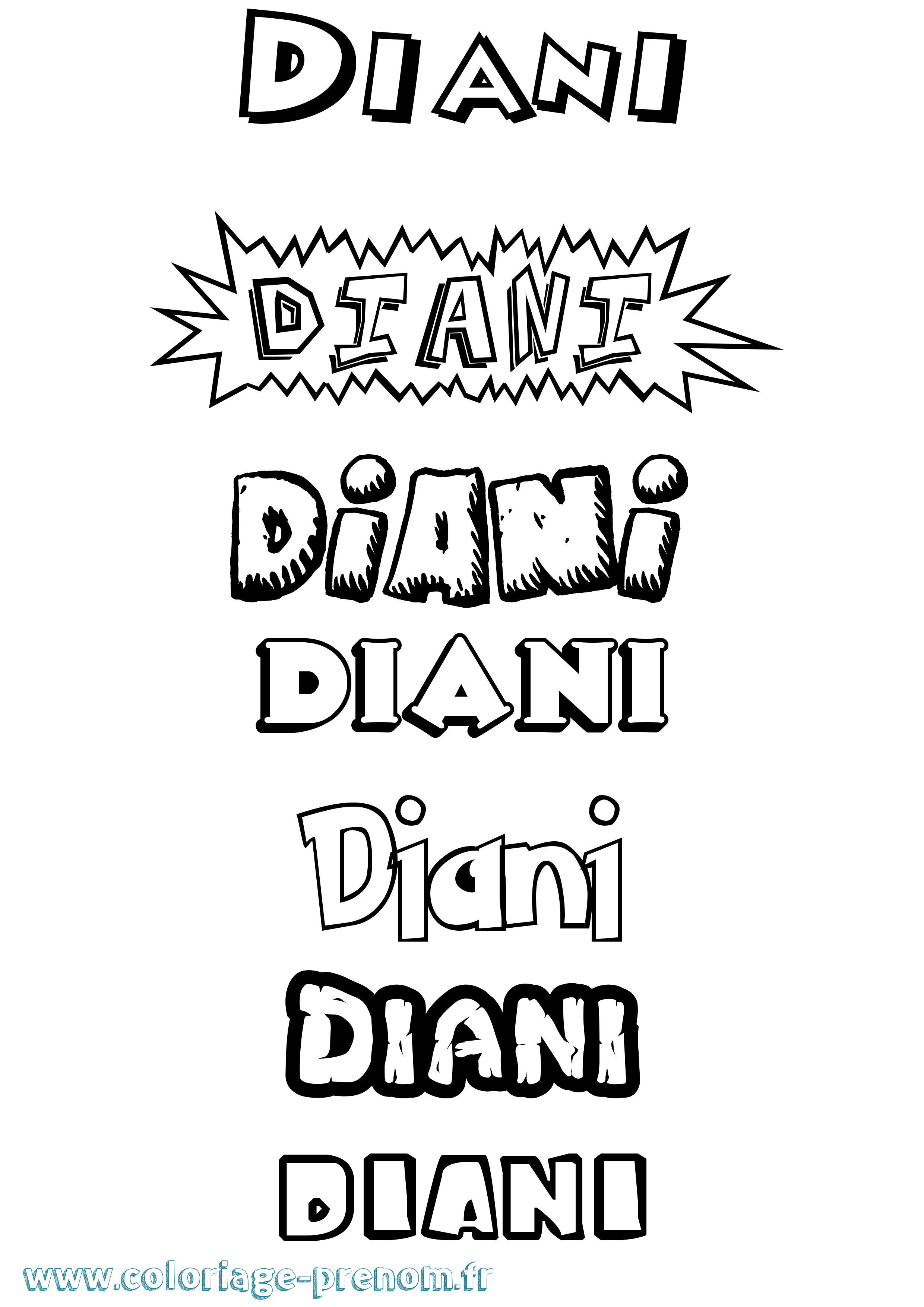 Coloriage Diani Dessin Animé Coloriage prénom Diani Dessin Animé