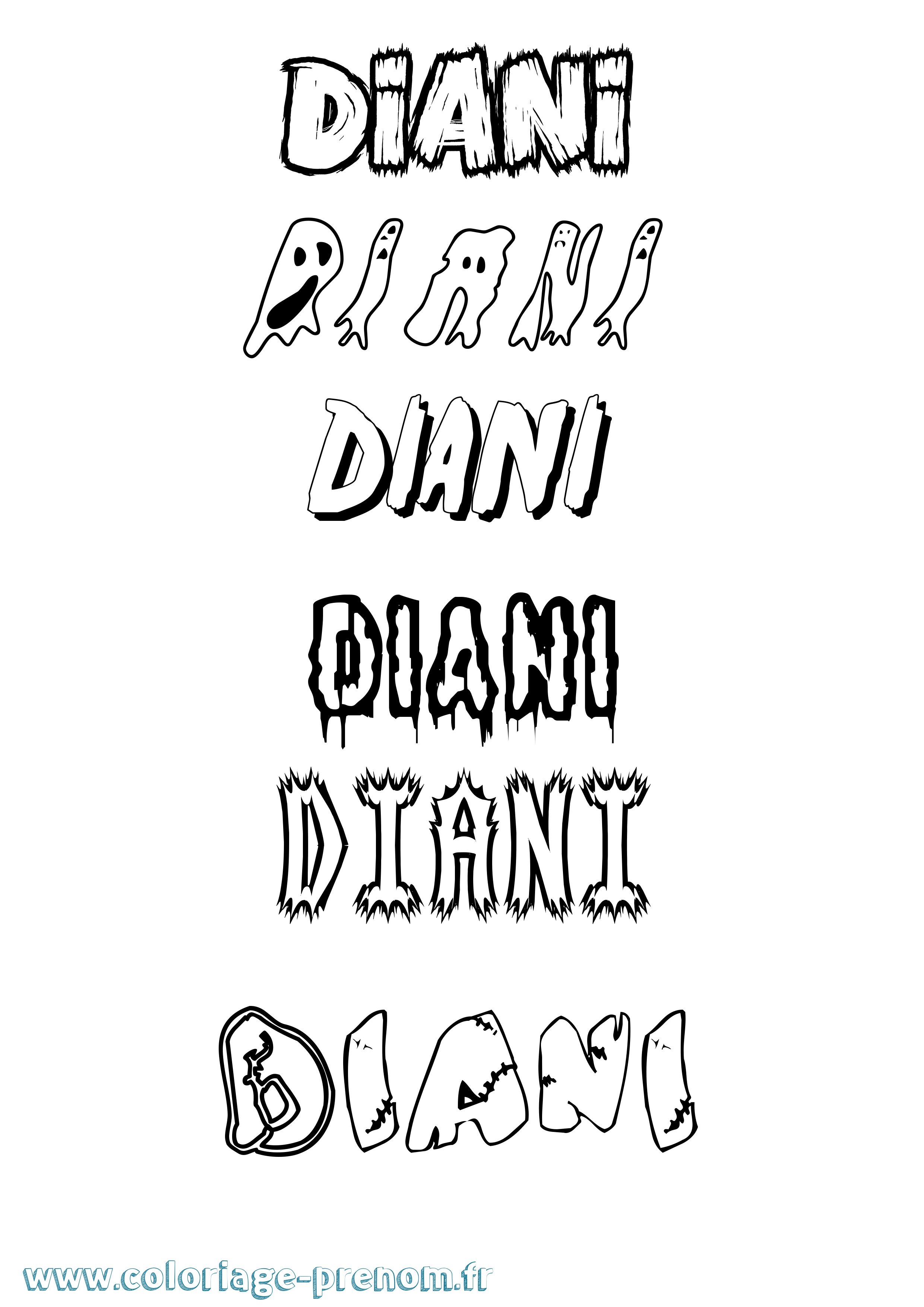 Coloriage Diani Frisson Coloriage prénom Diani Frisson