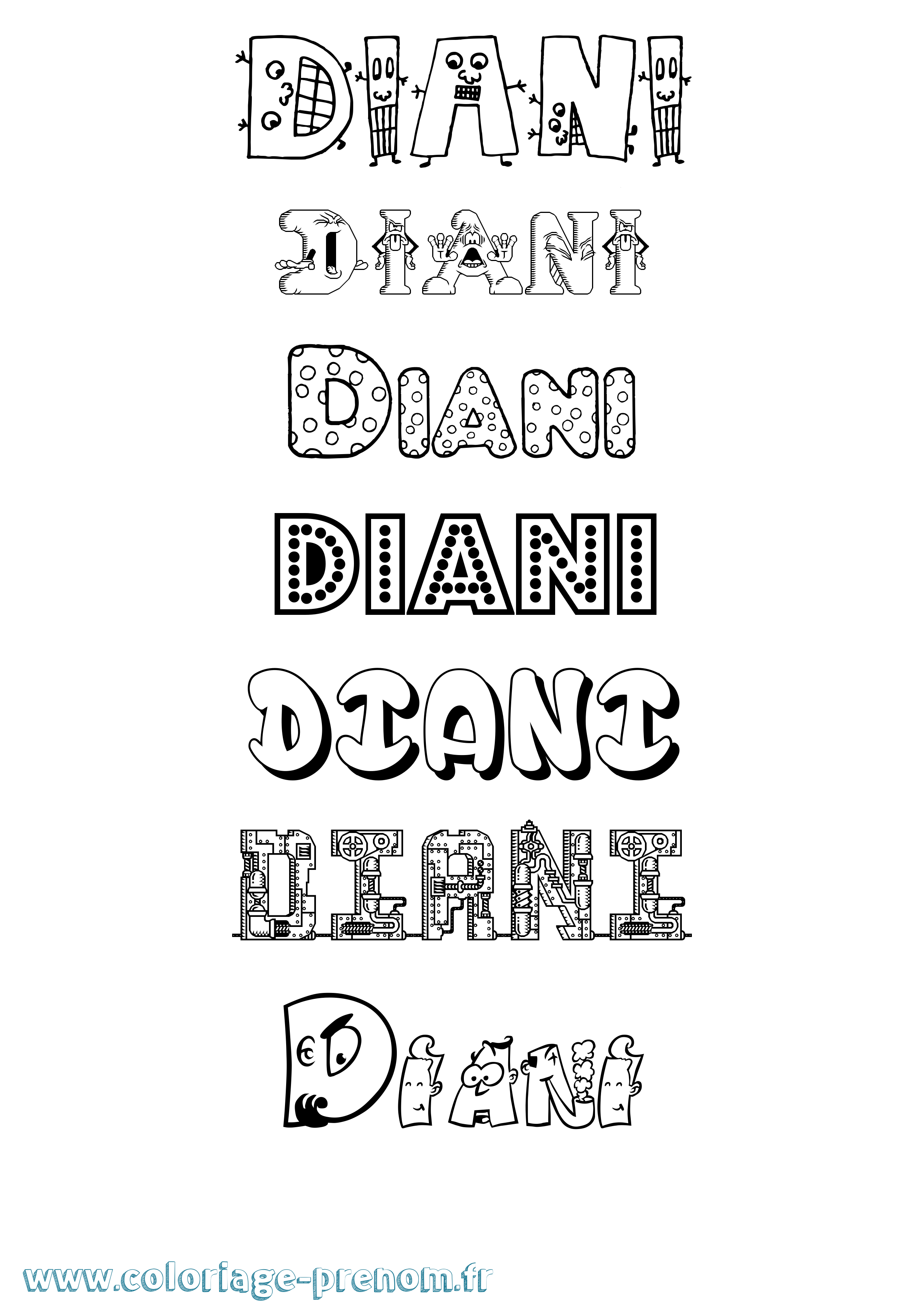 Coloriage Diani Fun Coloriage prénom Diani Fun