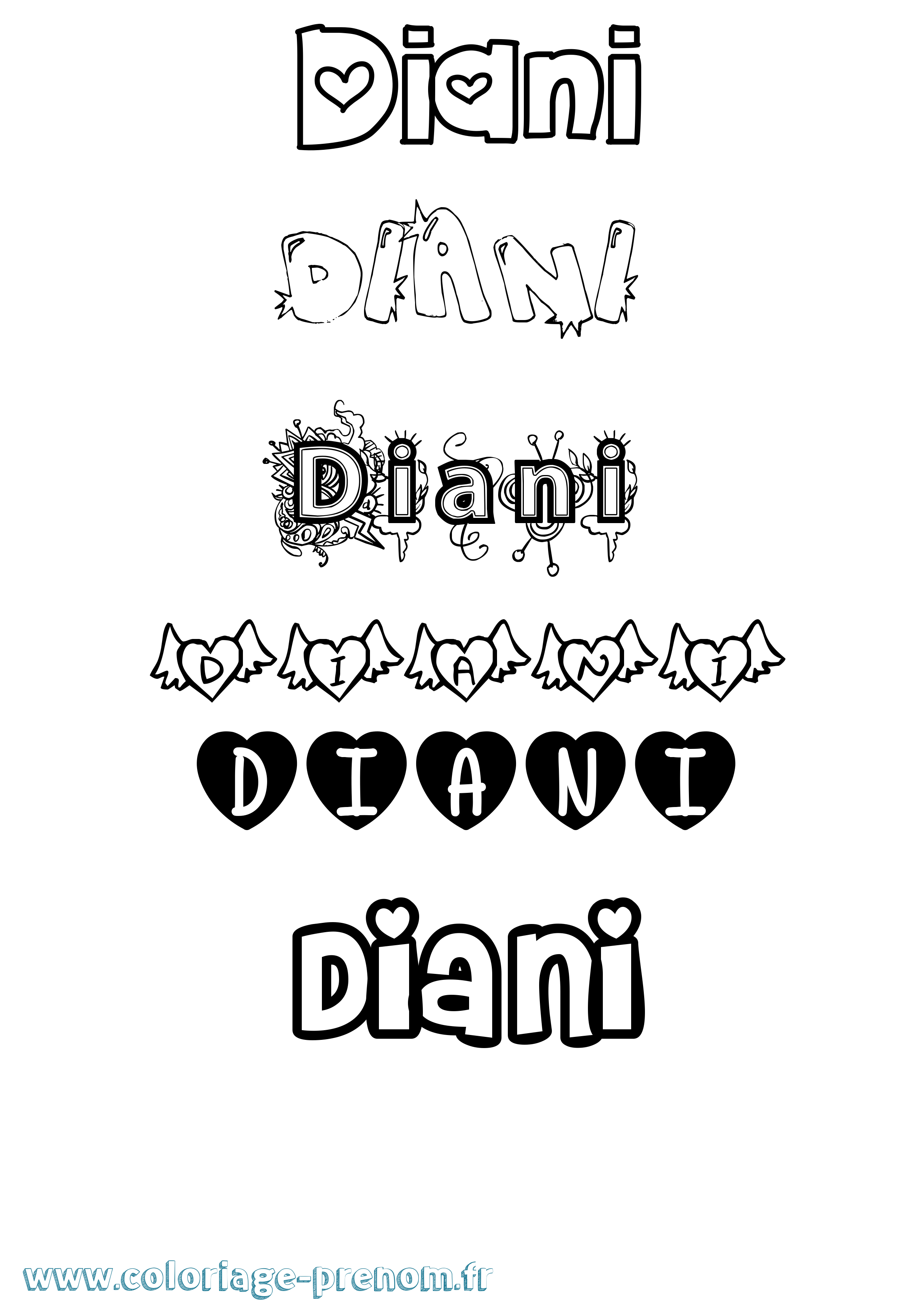 Coloriage Diani Girly Coloriage prénom Diani Girly