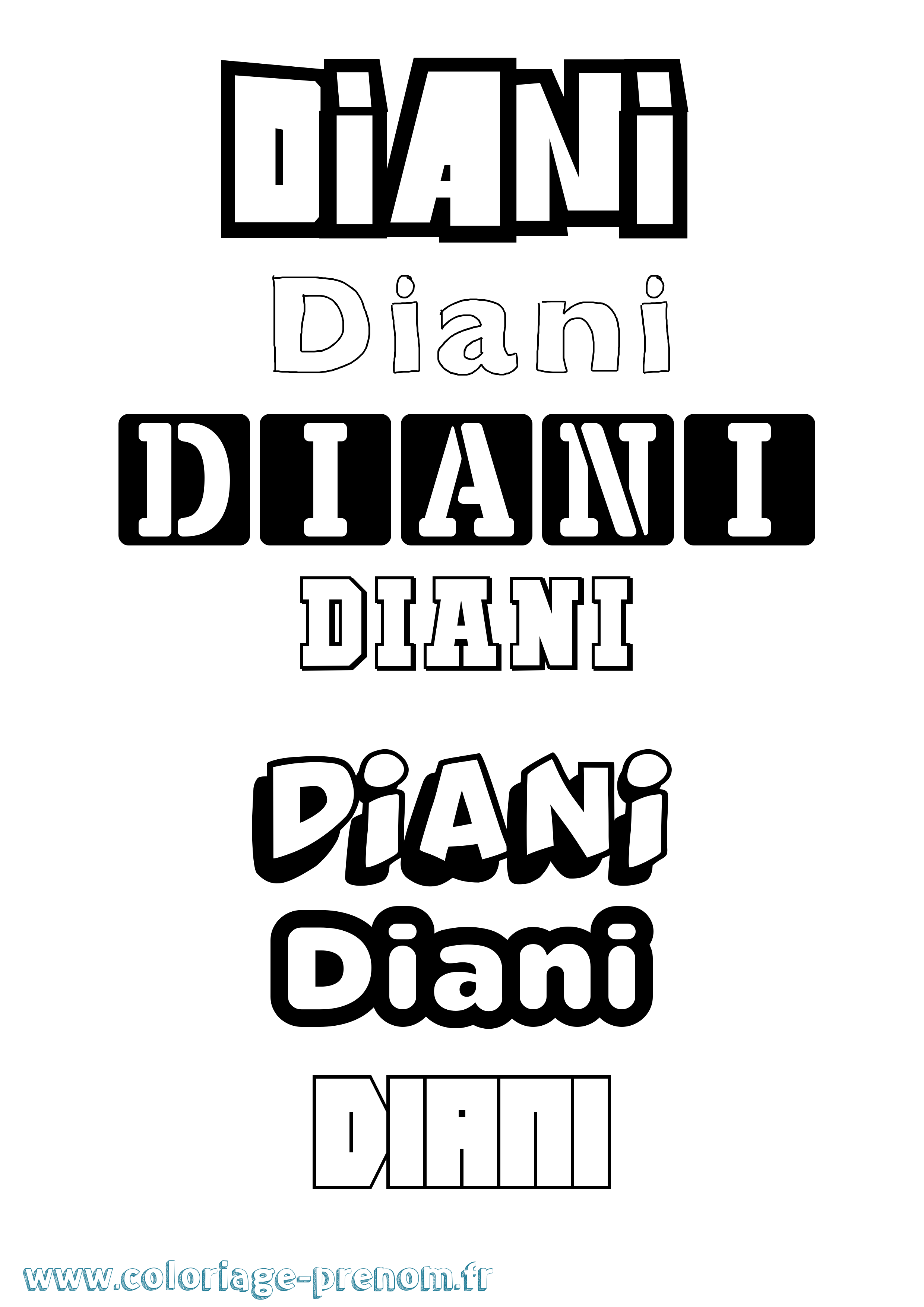 Coloriage Diani Simple Coloriage prénom Diani Simple