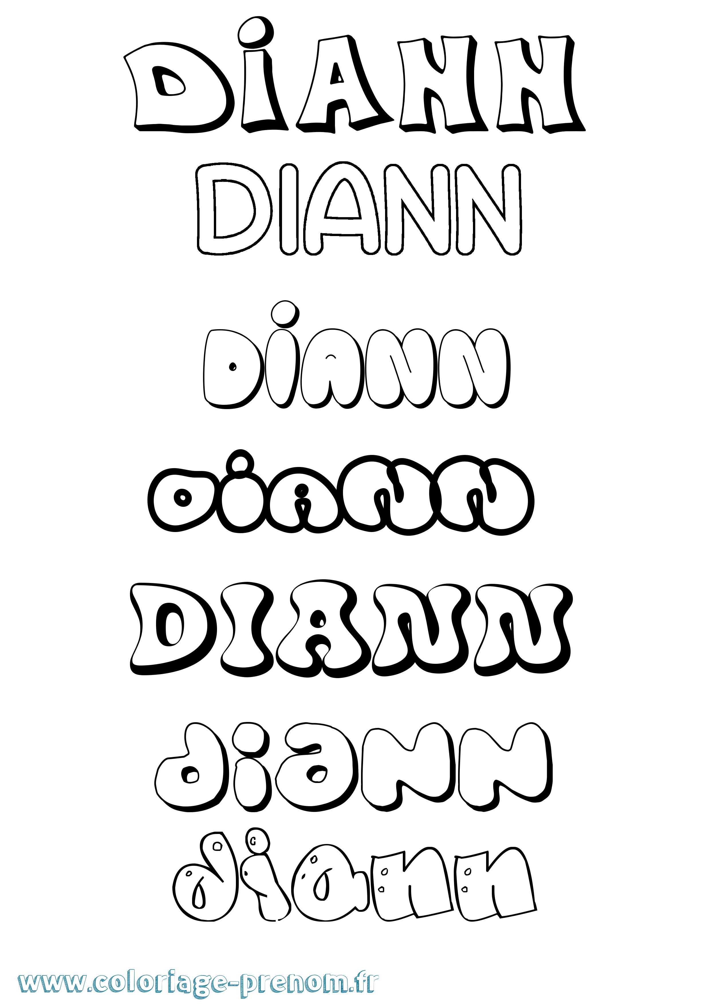 Coloriage Diann Bubble Coloriage prénom Diann Bubble