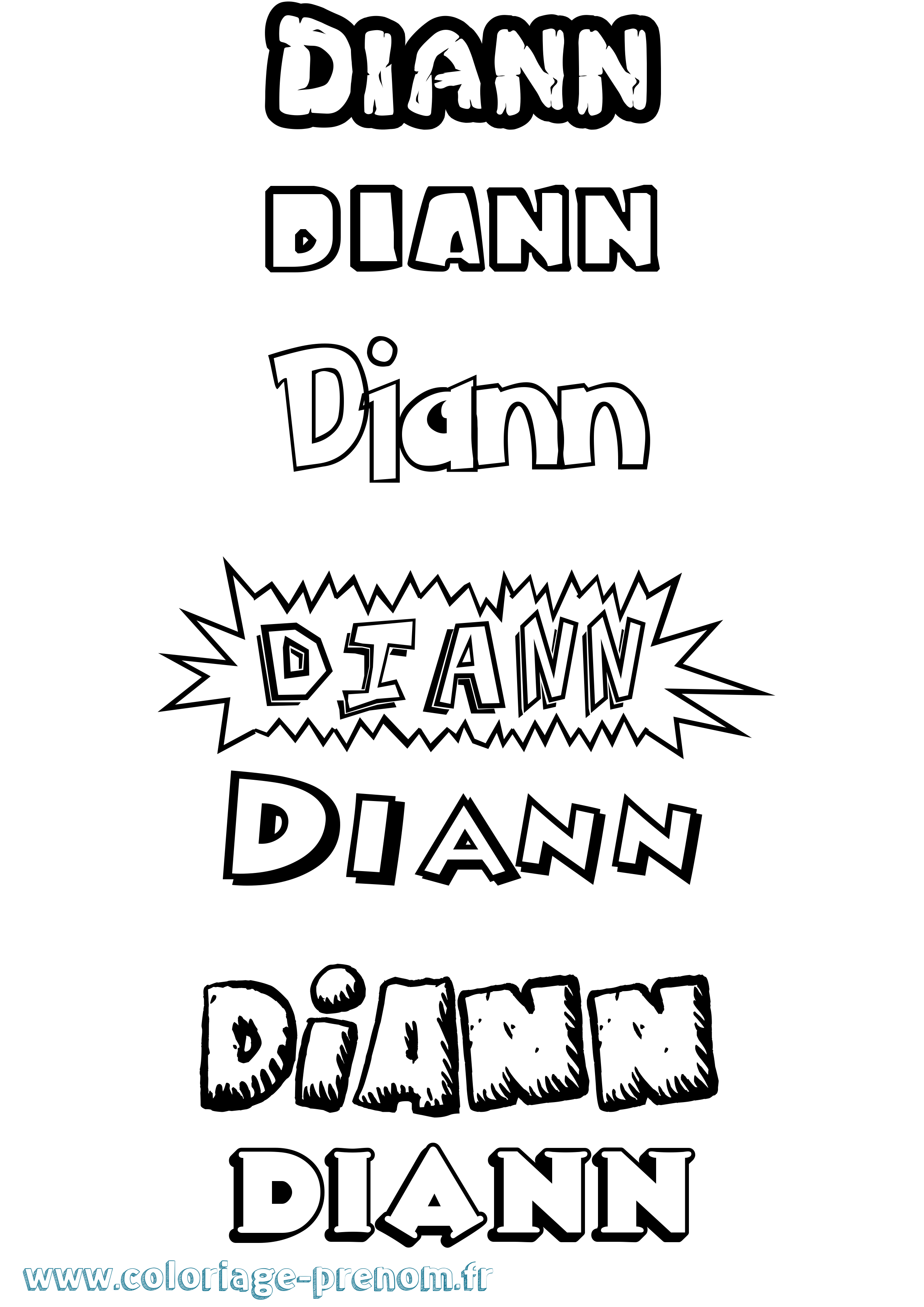 Coloriage Diann Dessin Animé Coloriage prénom Diann Dessin Animé
