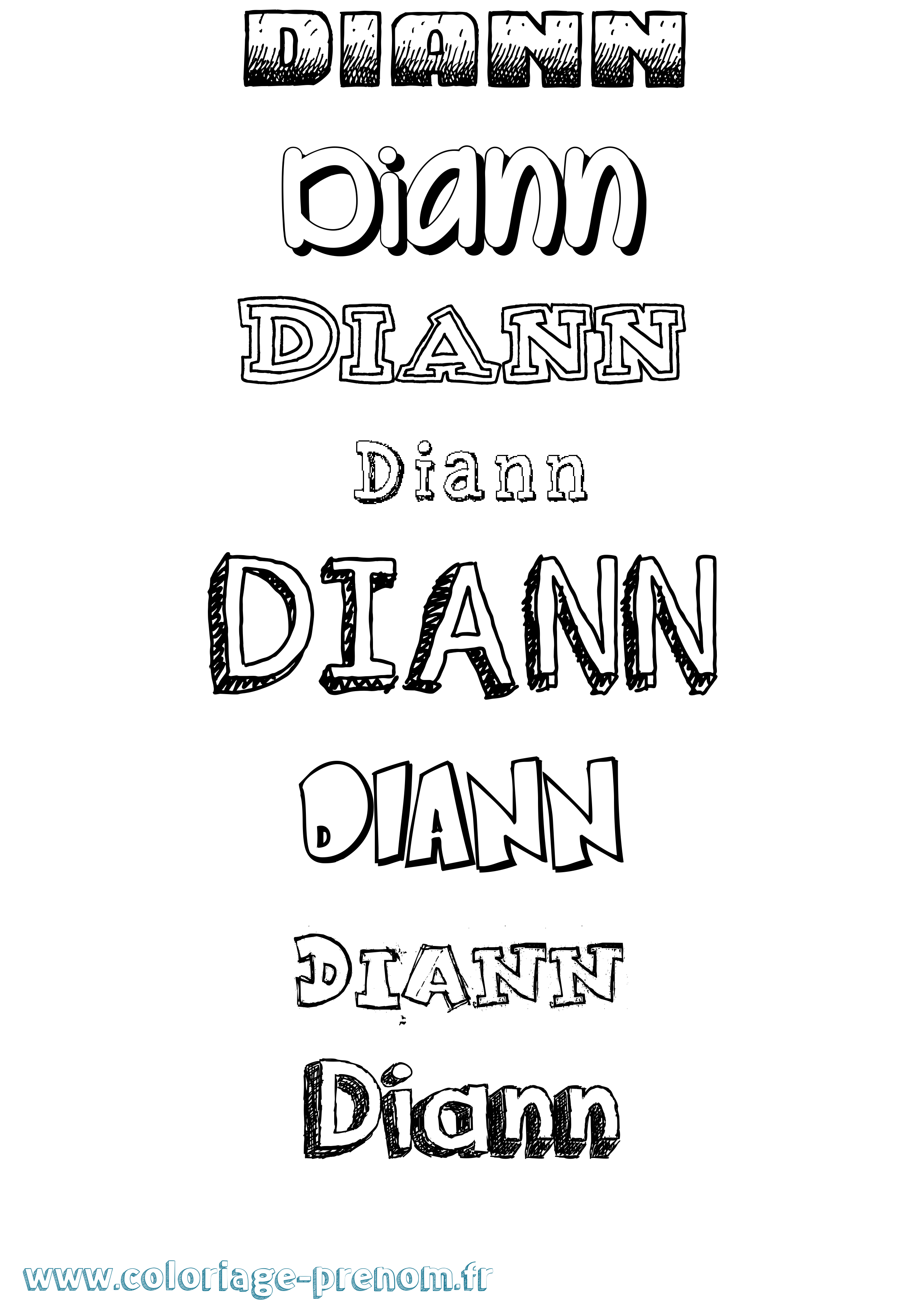 Coloriage Diann Dessiné Coloriage prénom Diann Dessiné