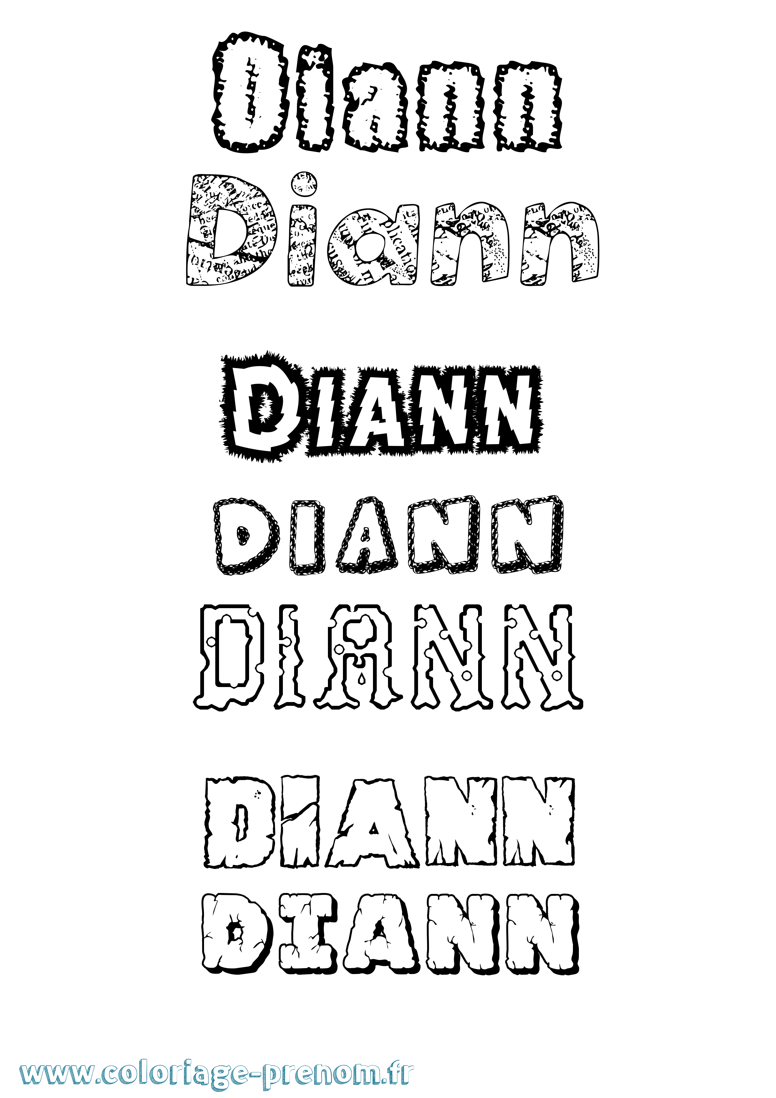 Coloriage Diann Destructuré Coloriage prénom Diann Destructuré
