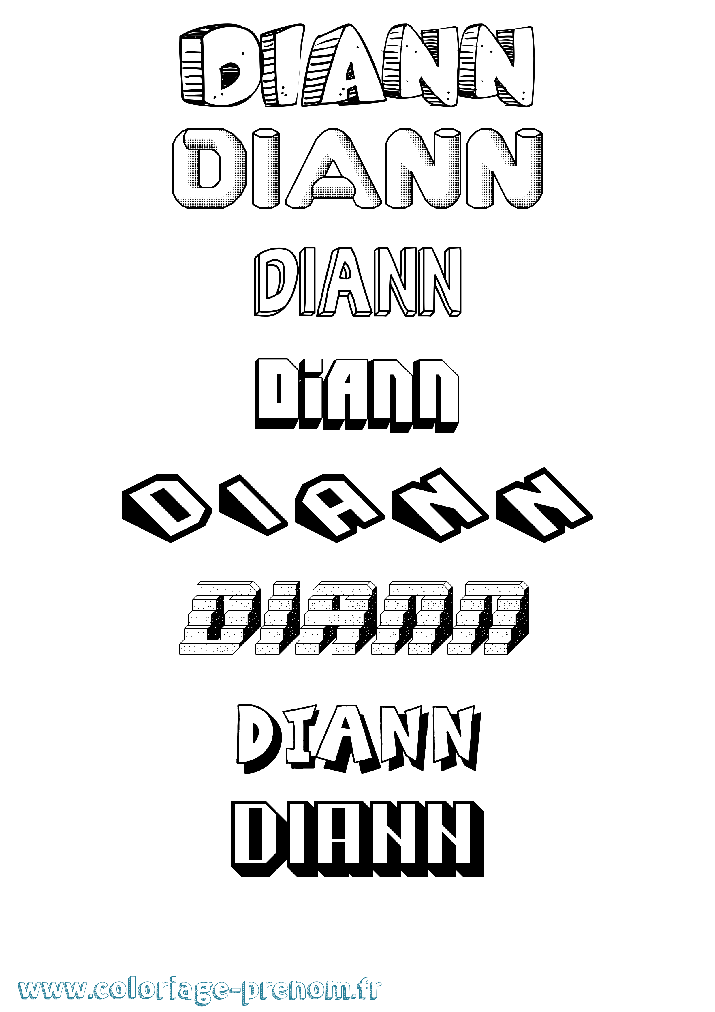 Coloriage Diann Effet 3D Coloriage prénom Diann Effet 3D