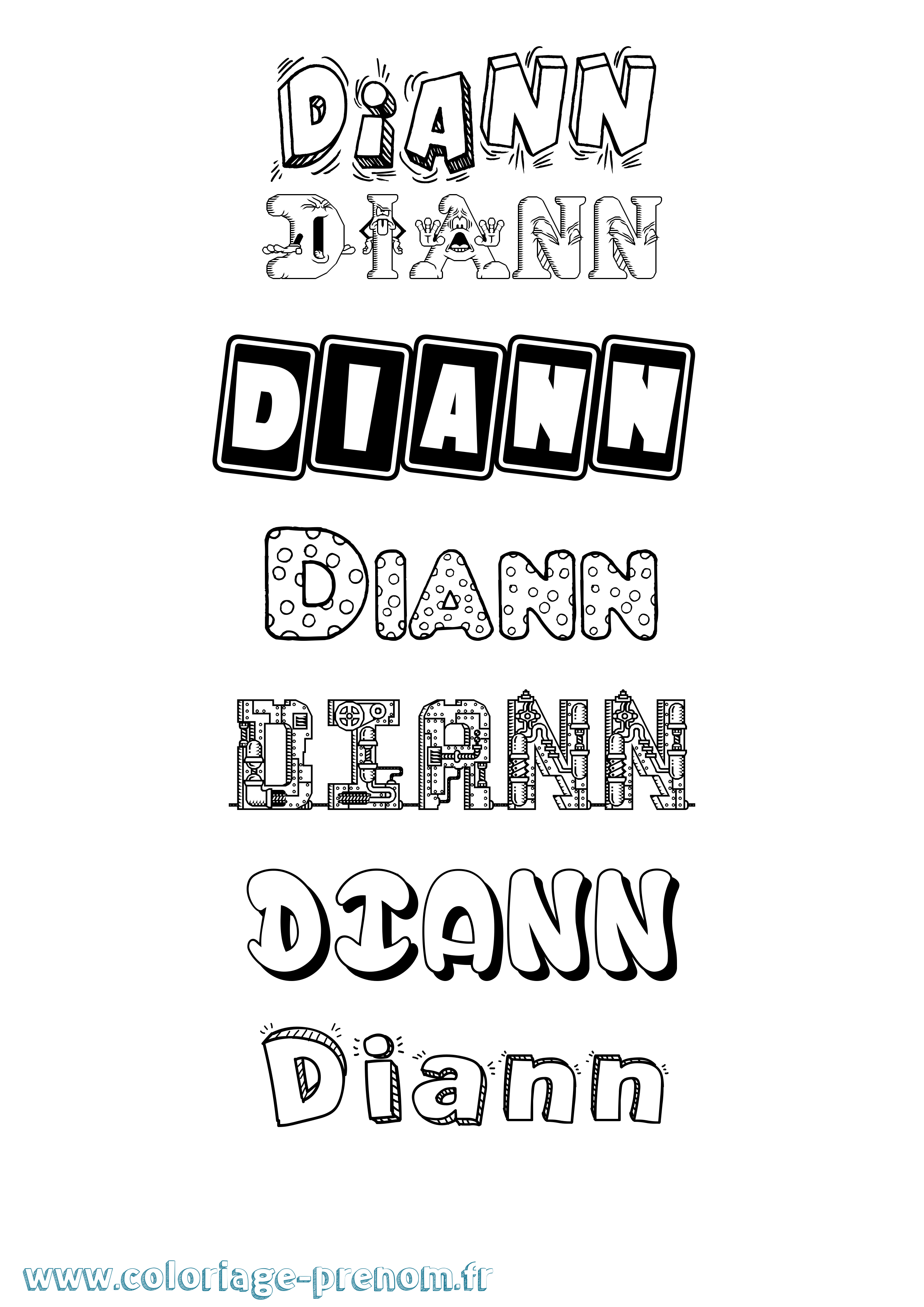 Coloriage Diann Fun Coloriage prénom Diann Fun