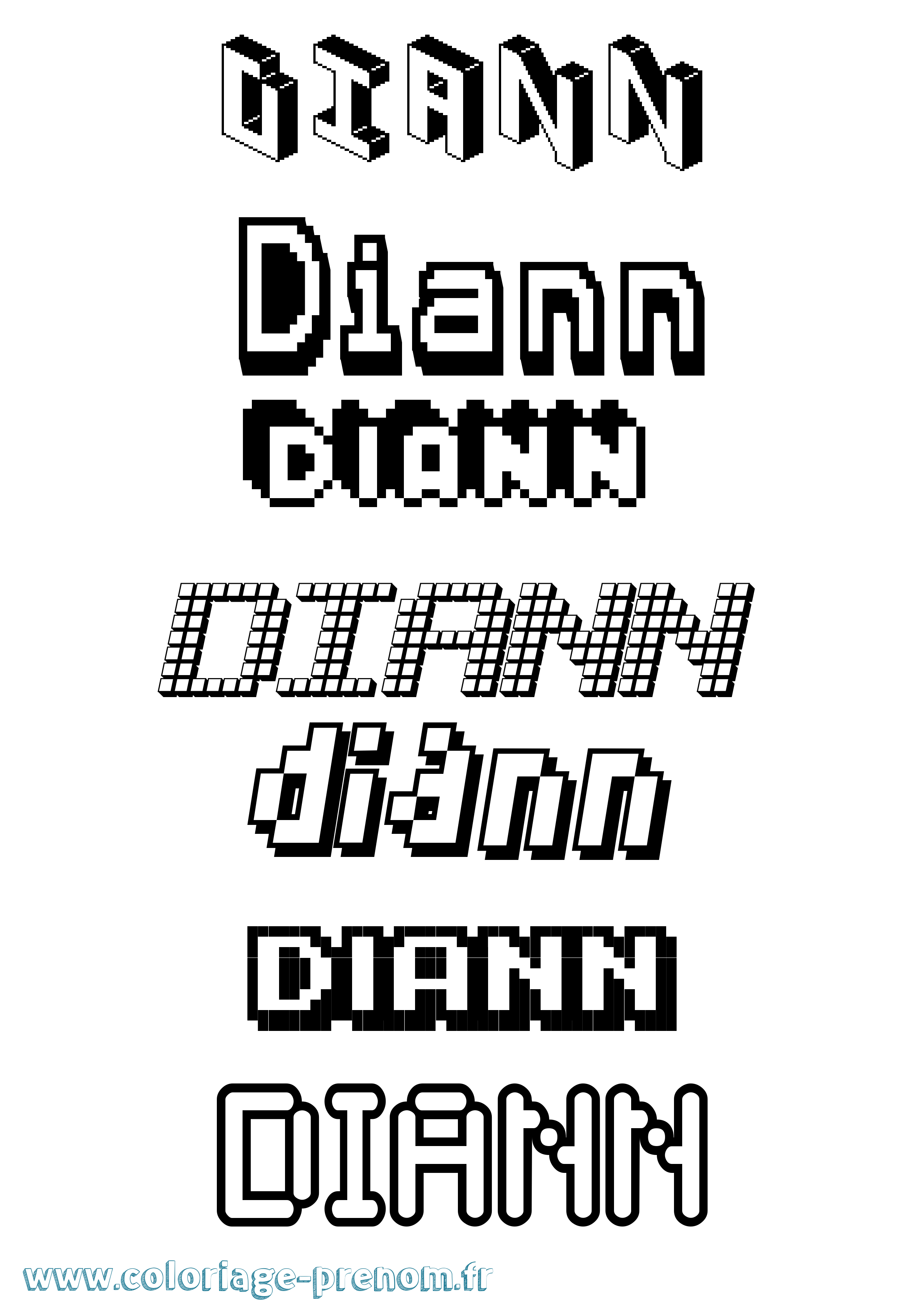 Coloriage Diann Pixel Coloriage prénom Diann Pixel