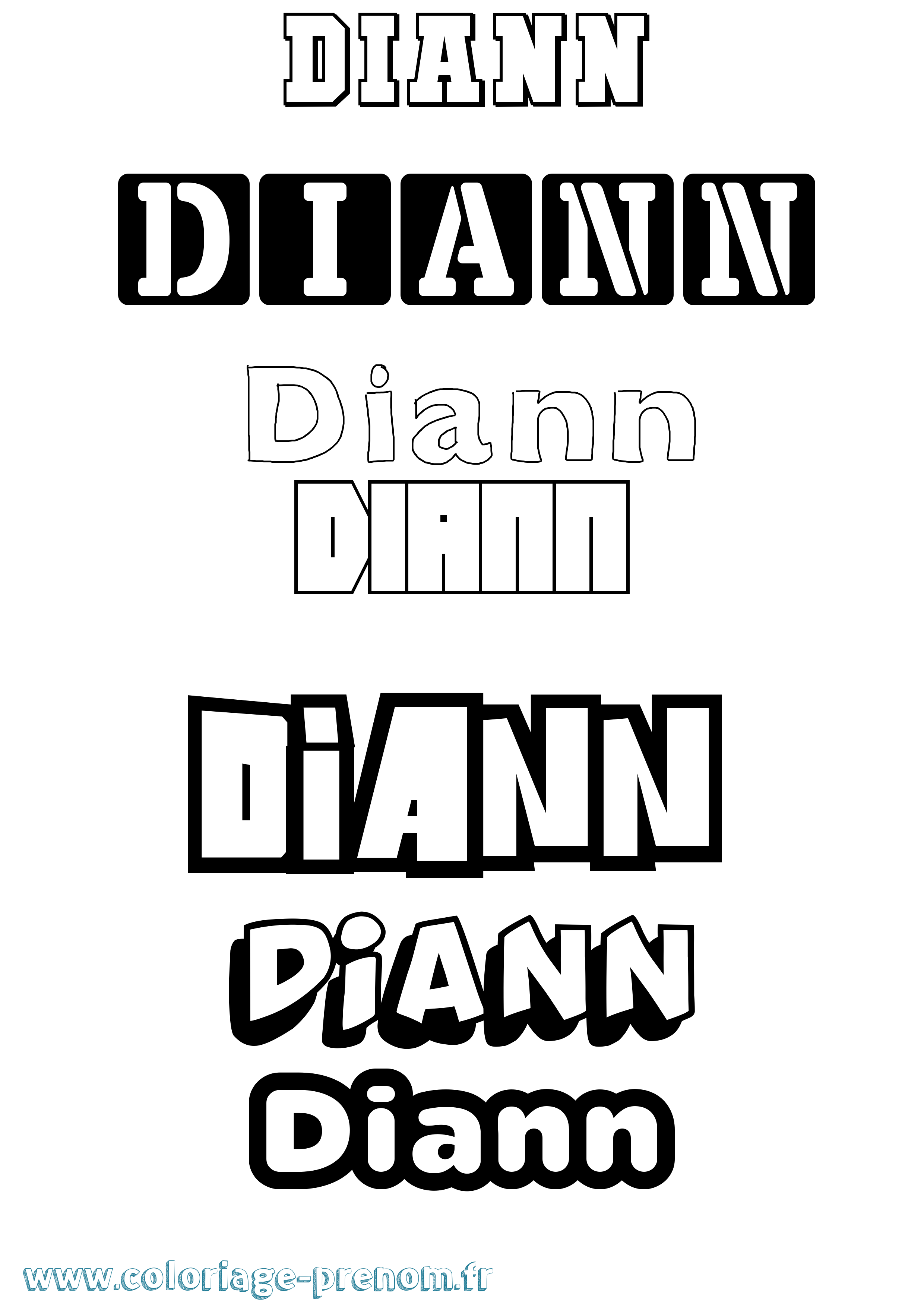 Coloriage Diann Simple Coloriage prénom Diann Simple