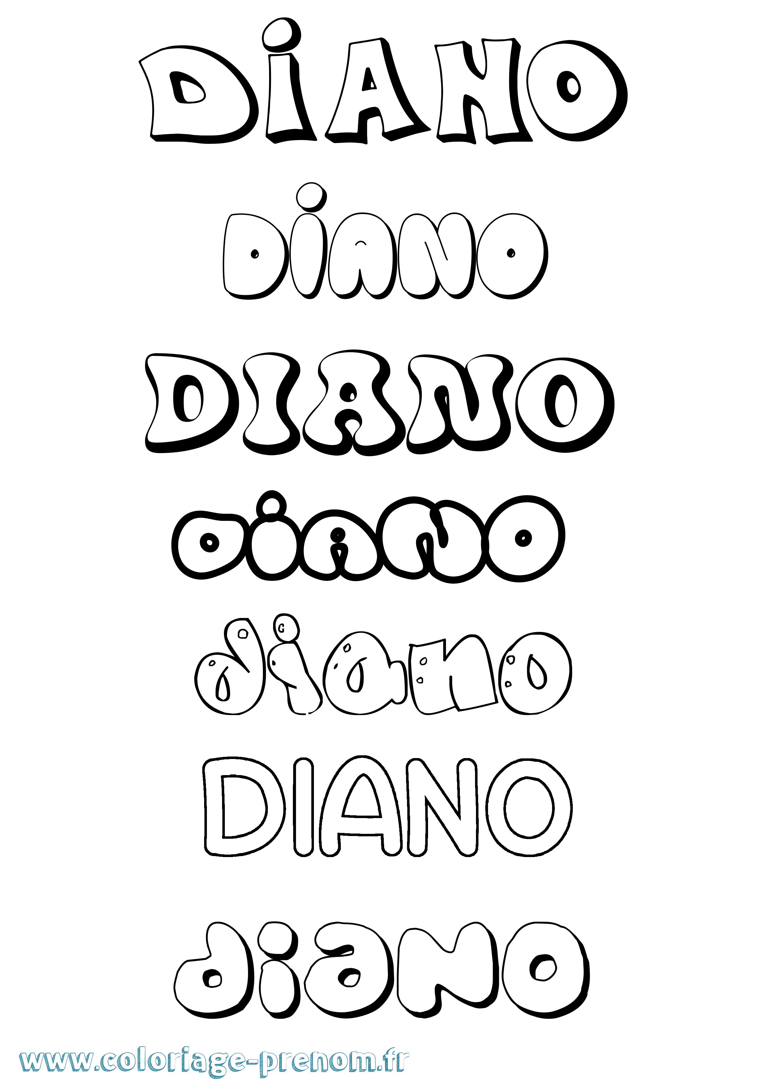 Coloriage Diano Bubble Coloriage prénom Diano Bubble