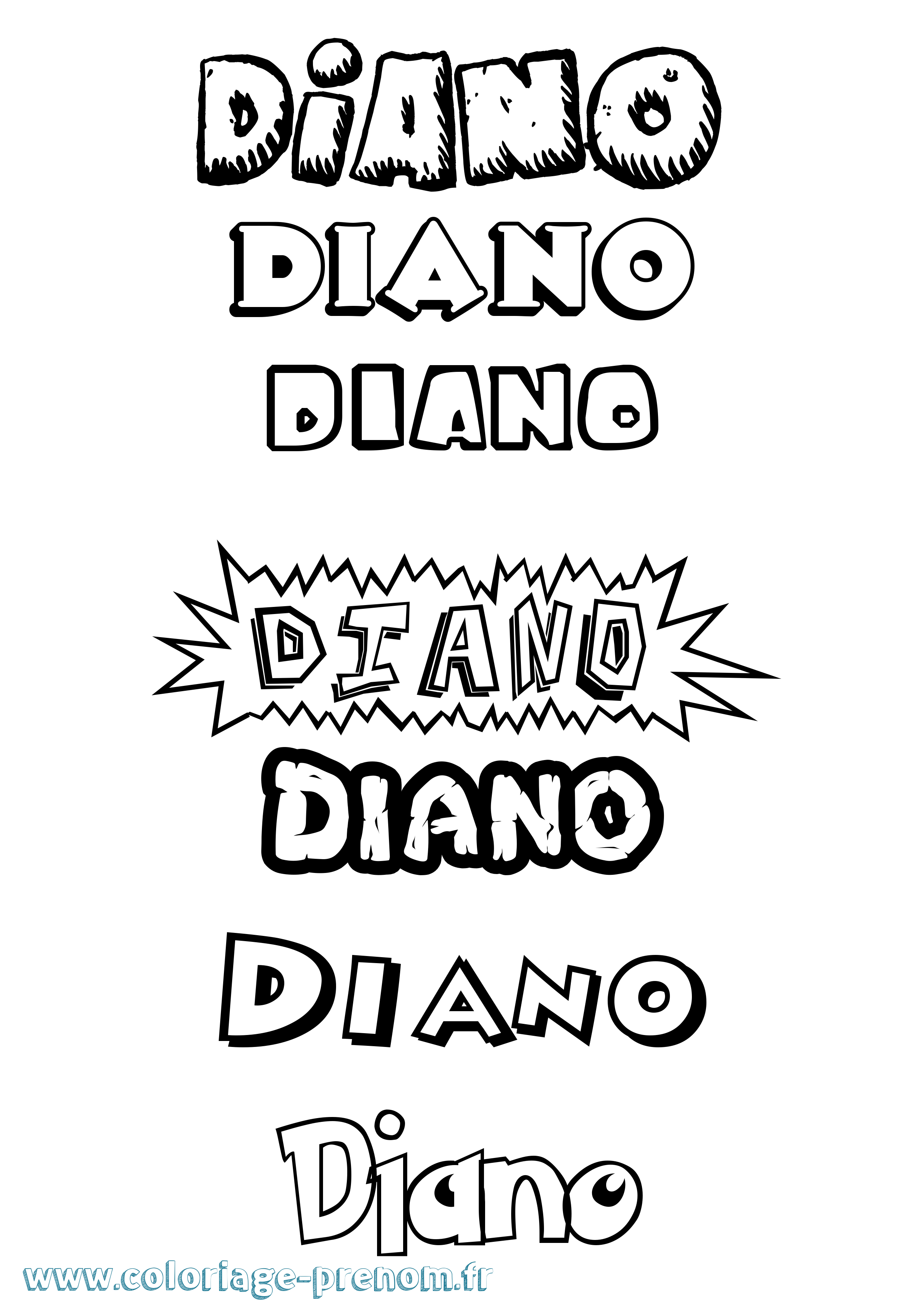 Coloriage Diano Dessin Animé Coloriage prénom Diano Dessin Animé