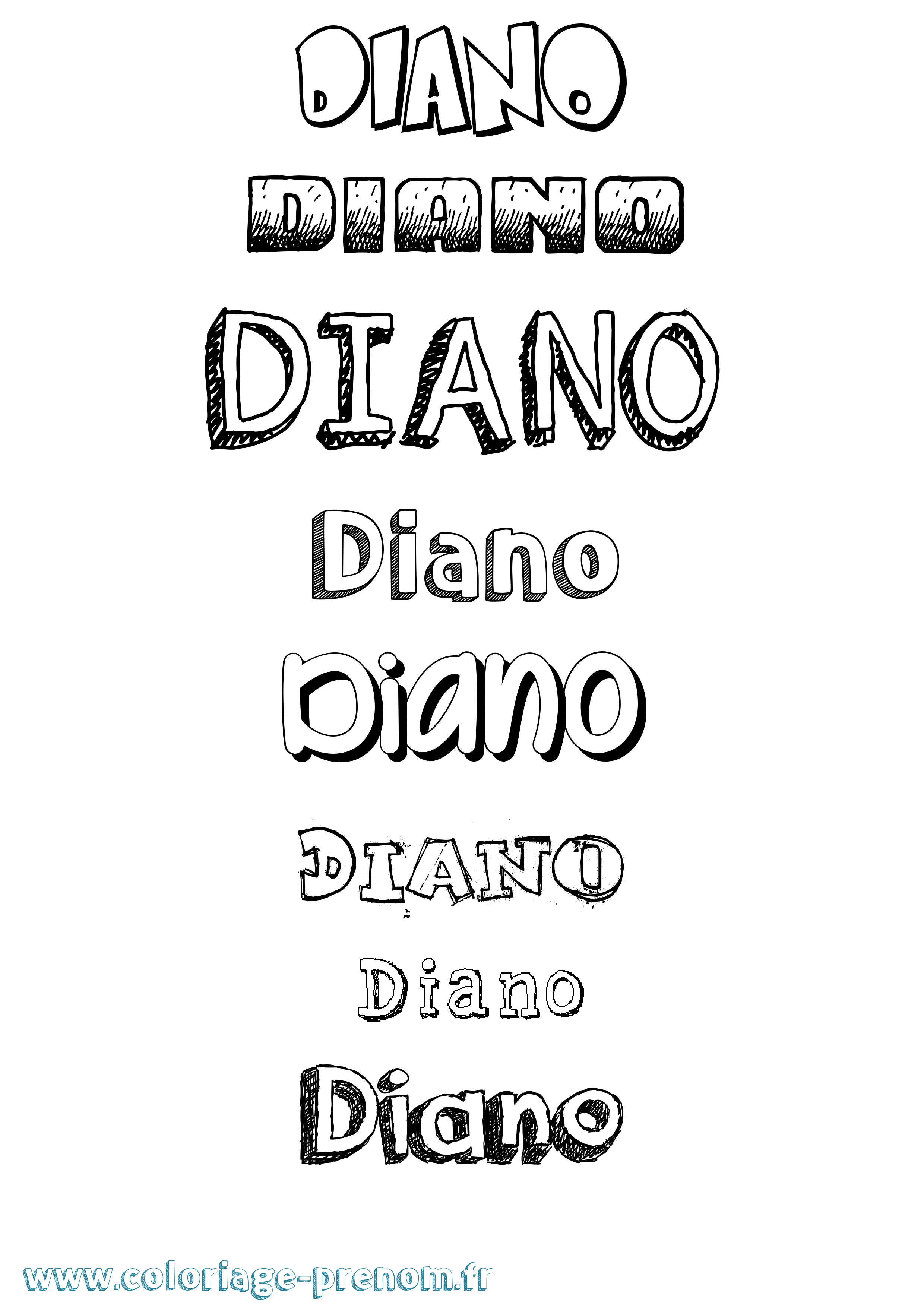 Coloriage Diano Dessiné Coloriage prénom Diano Dessiné