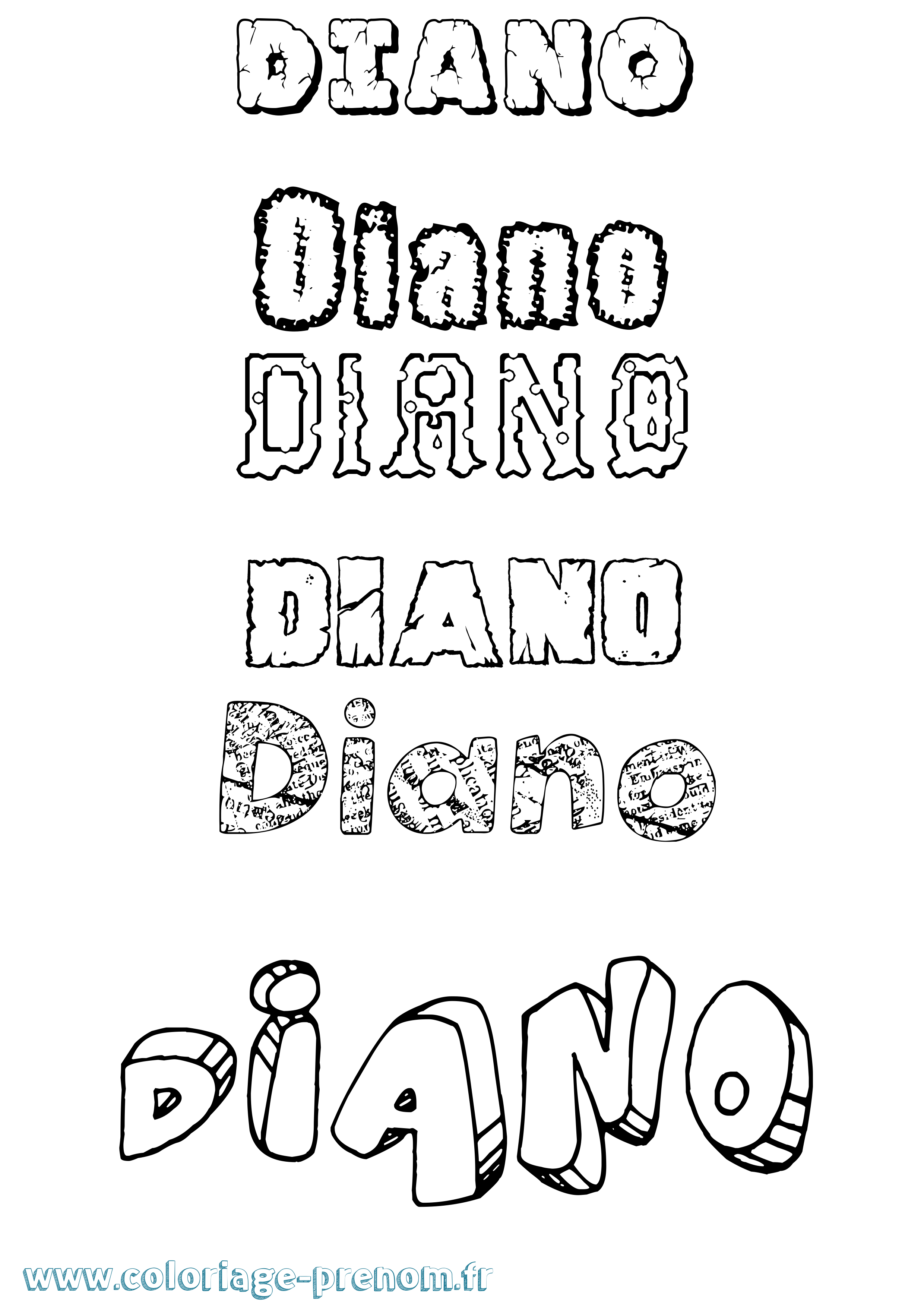 Coloriage Diano Destructuré Coloriage prénom Diano Destructuré