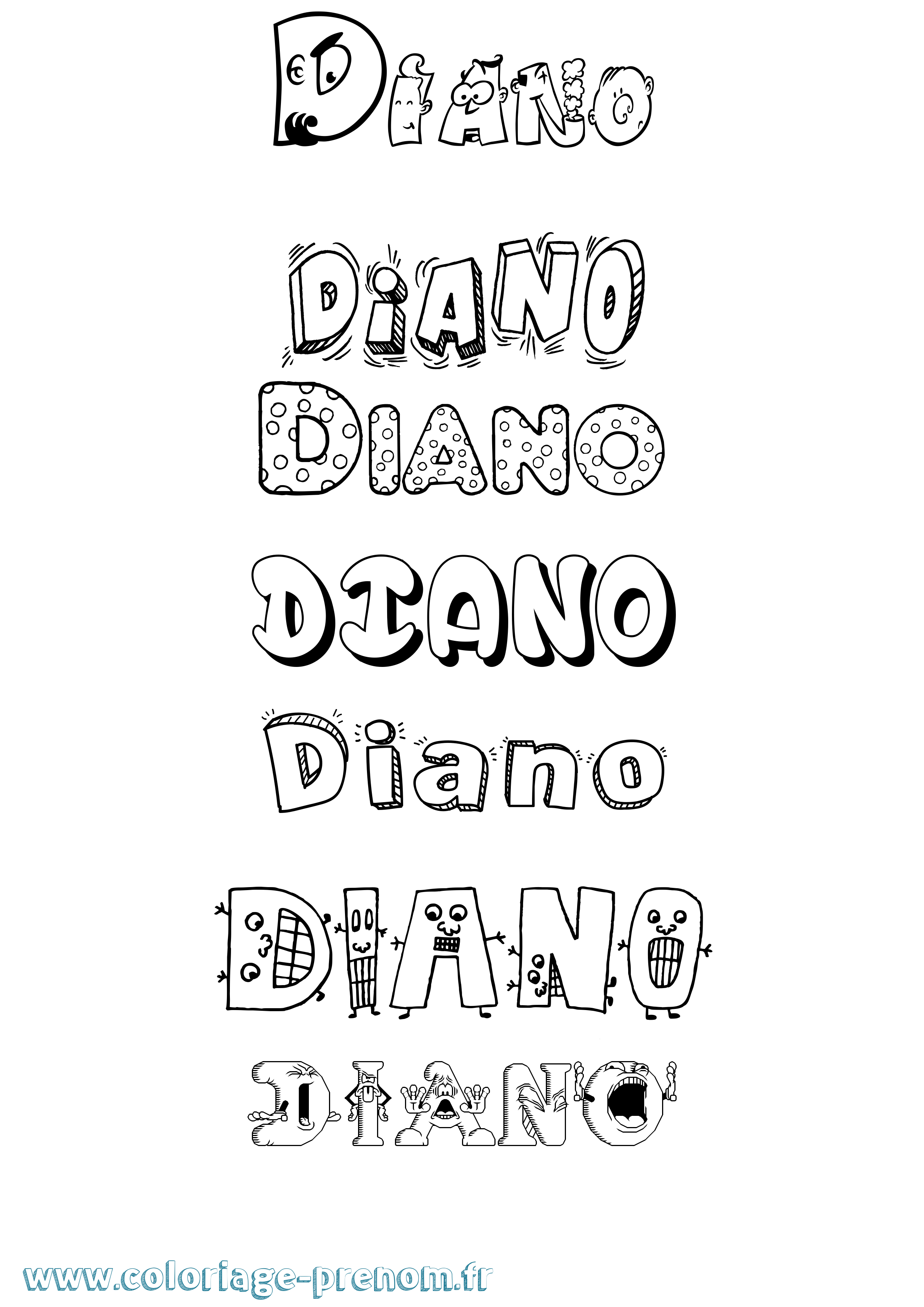 Coloriage Diano Fun Coloriage prénom Diano Fun