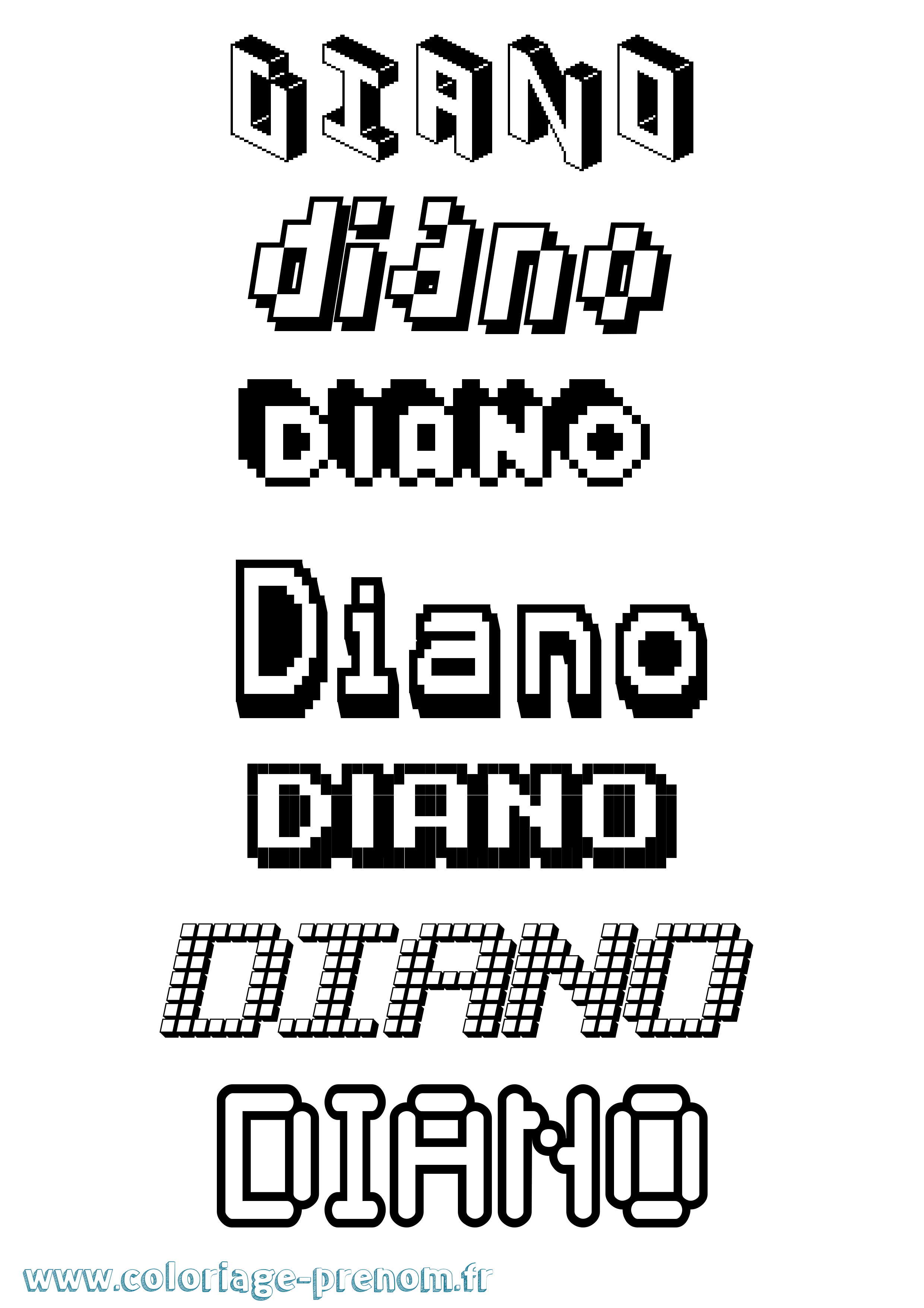 Coloriage Diano Pixel Coloriage prénom Diano Pixel