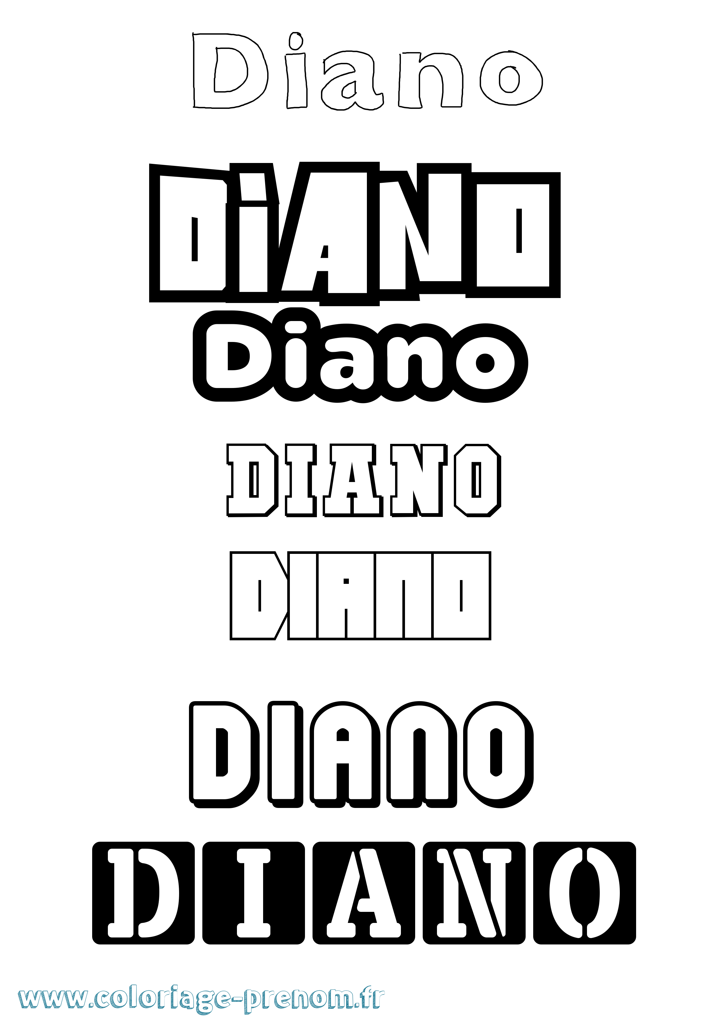 Coloriage Diano Simple Coloriage prénom Diano Simple