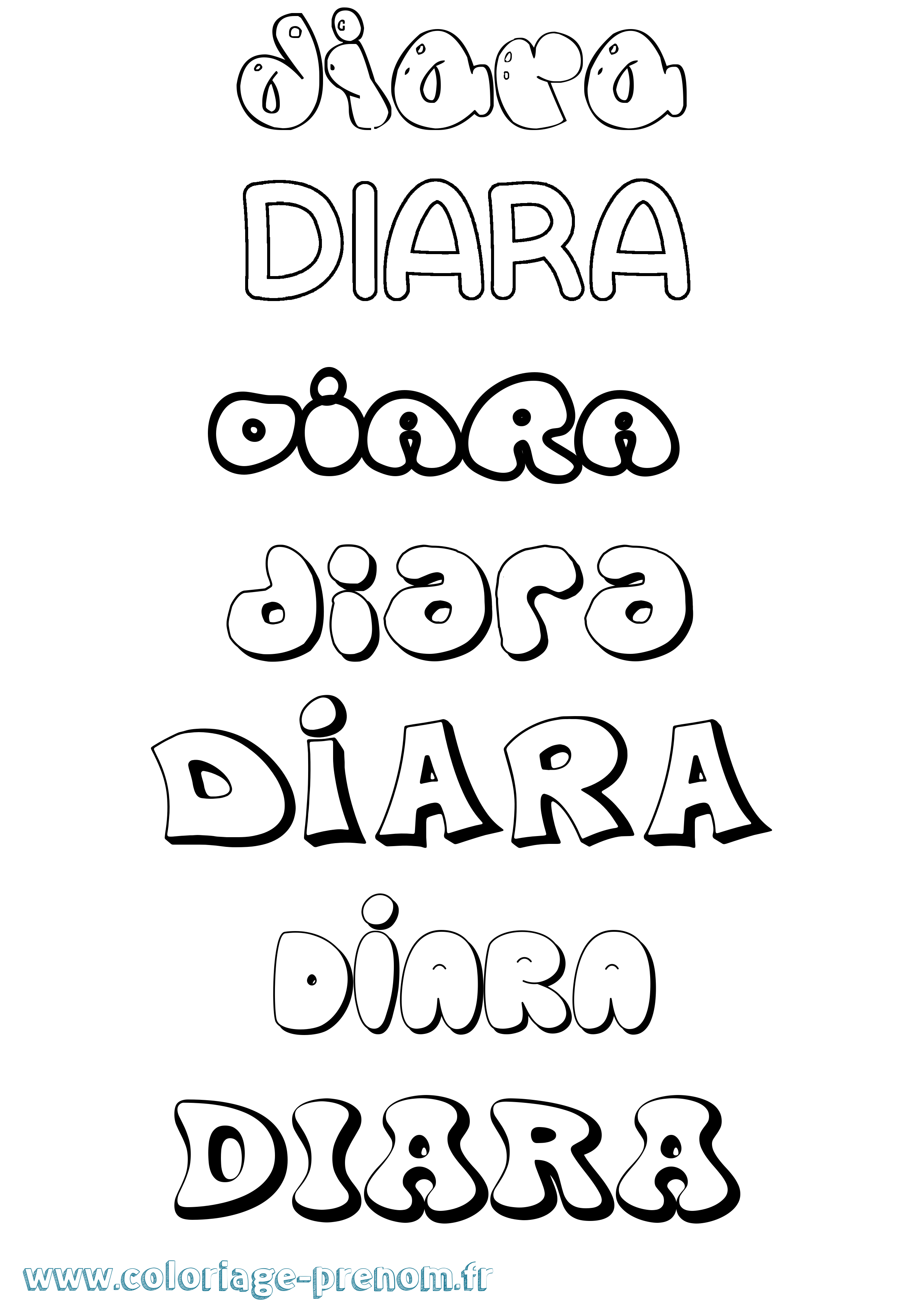 Coloriage Diara Bubble Coloriage prénom Diara Bubble