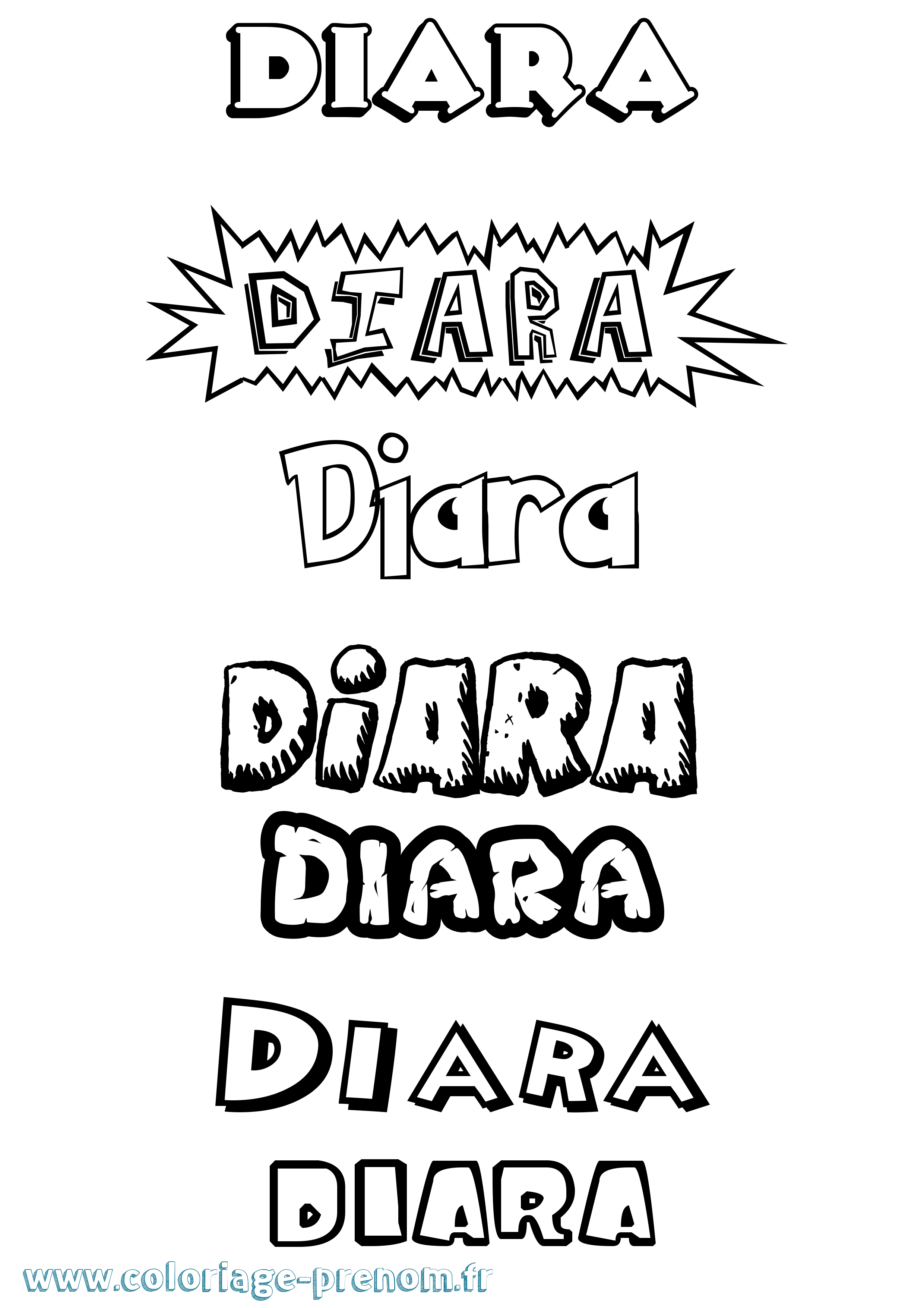 Coloriage Diara Dessin Animé Coloriage prénom Diara Dessin Animé