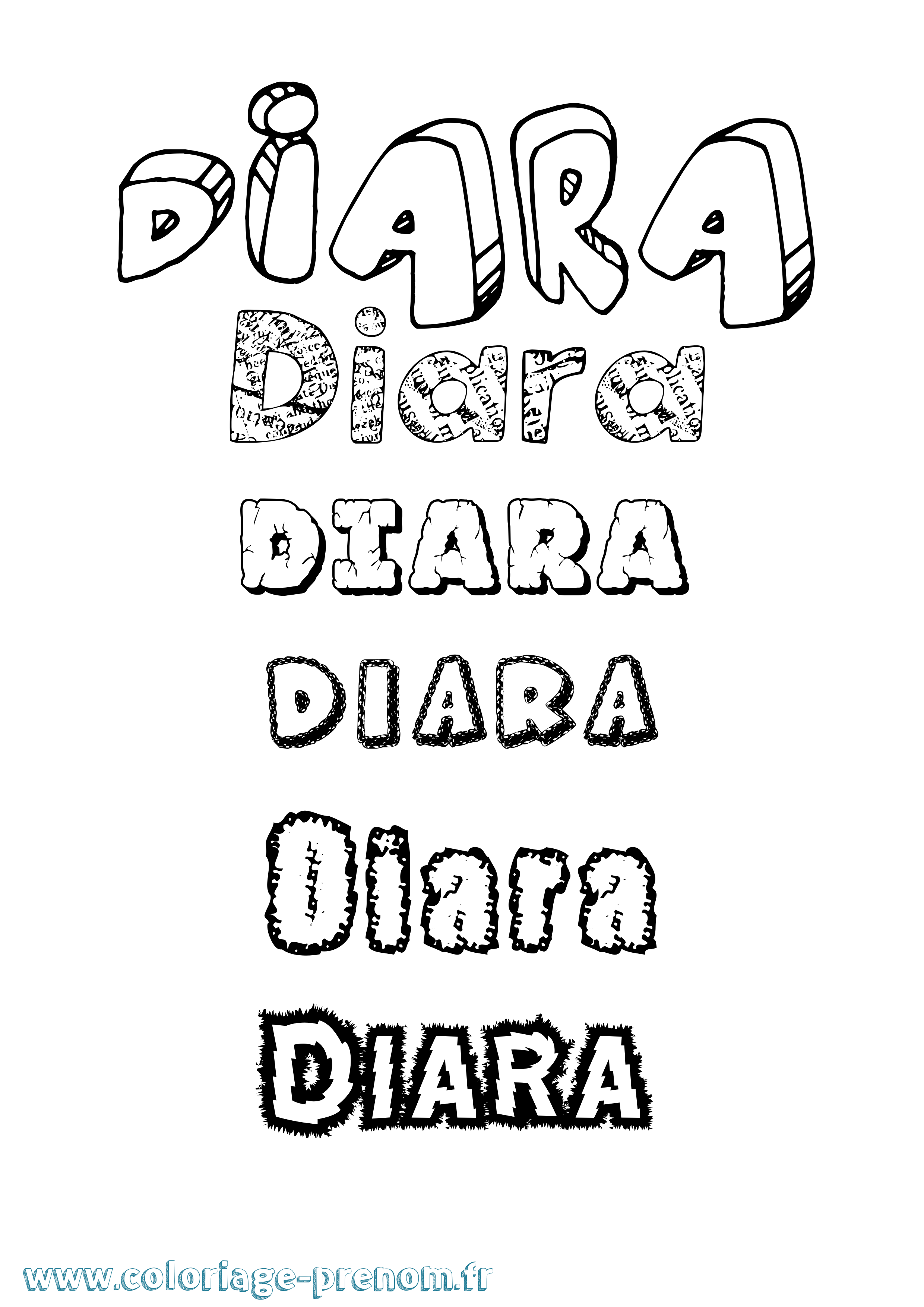 Coloriage Diara Destructuré Coloriage prénom Diara Destructuré