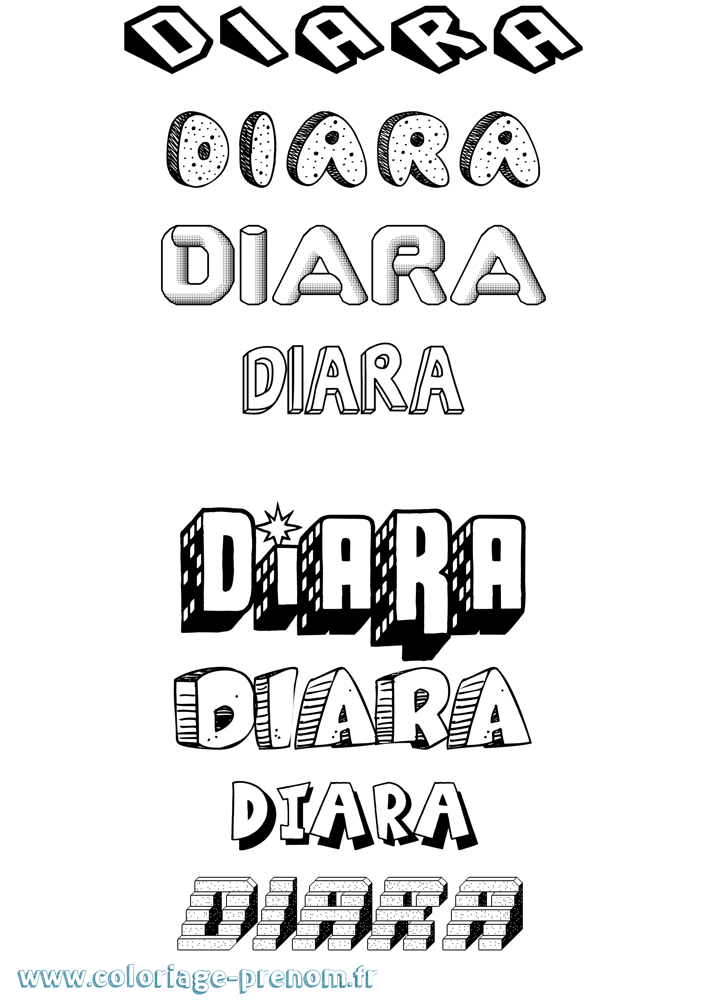 Coloriage Diara Effet 3D Coloriage prénom Diara Effet 3D
