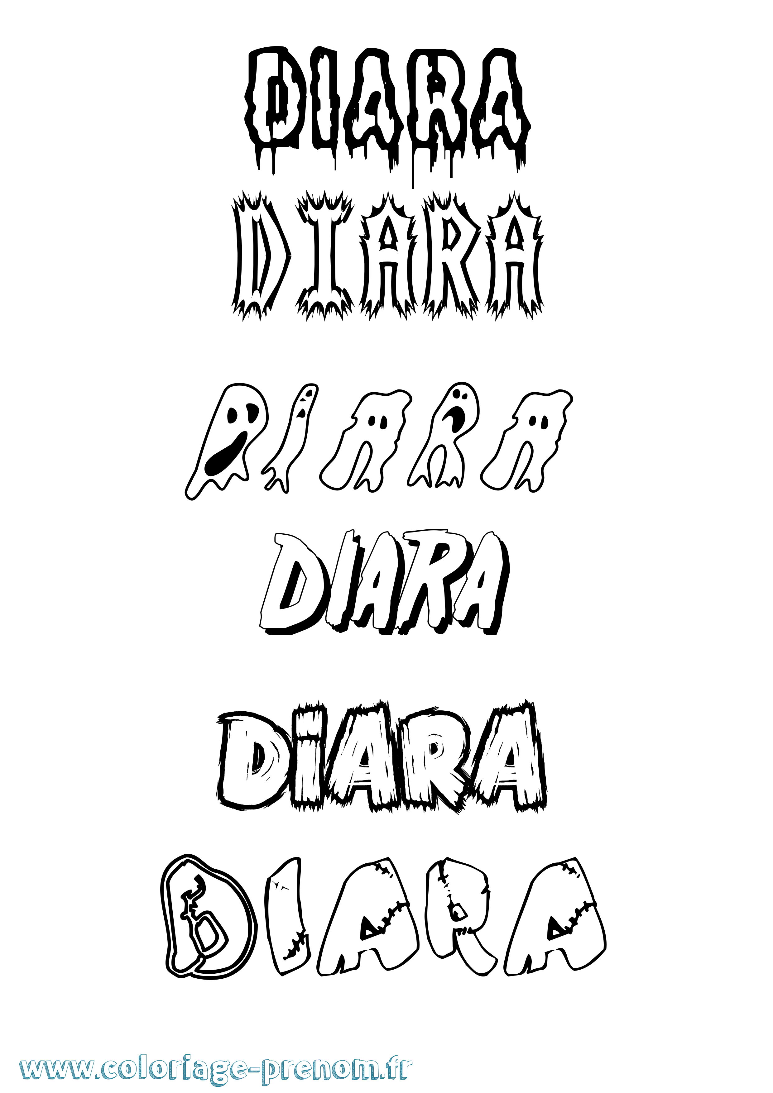 Coloriage Diara Frisson Coloriage prénom Diara Frisson