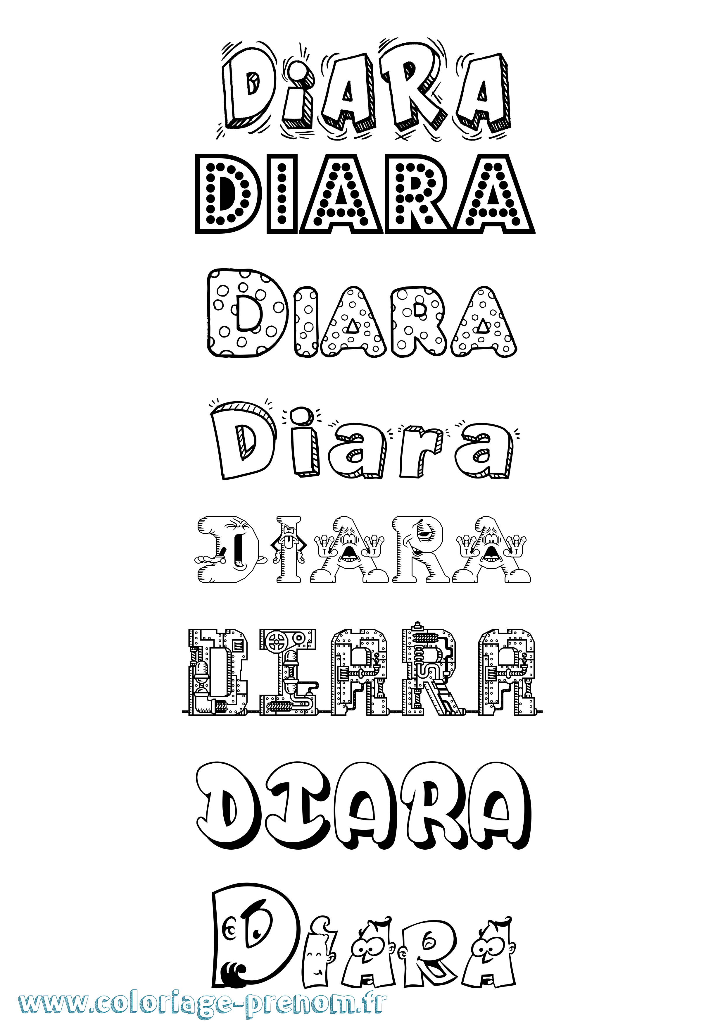 Coloriage Diara Fun Coloriage prénom Diara Fun