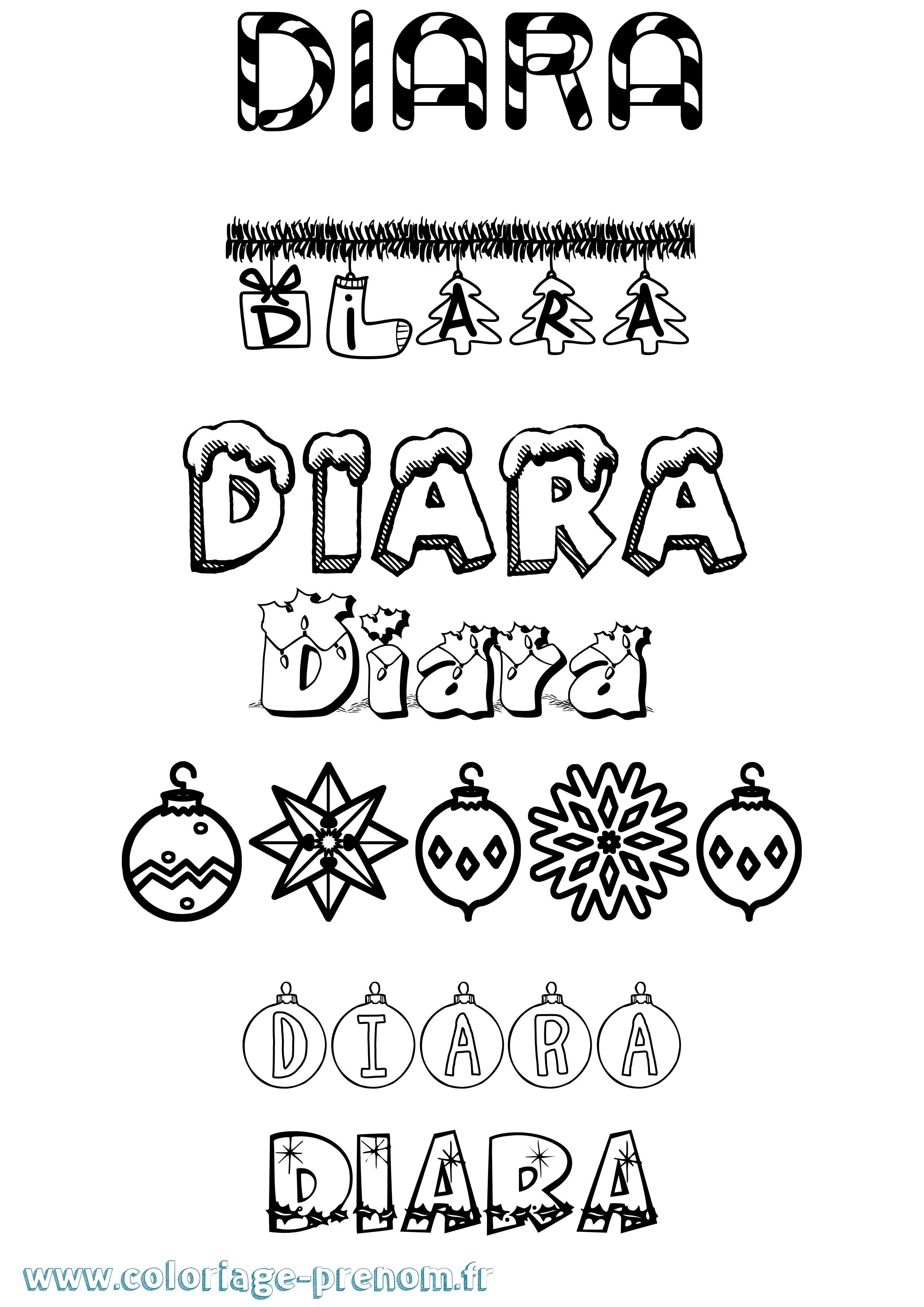 Coloriage Diara Noël Coloriage prénom Diara Noël