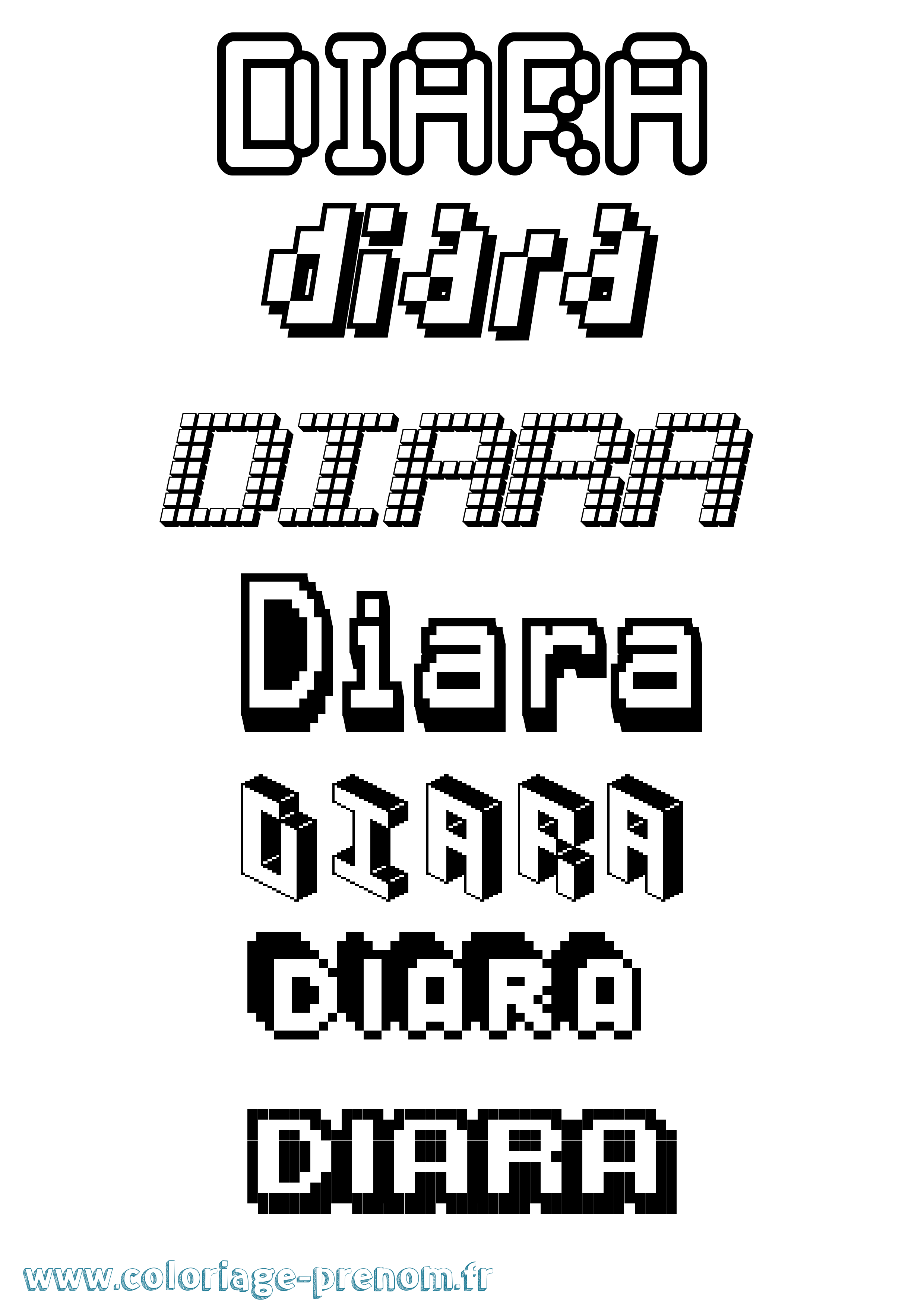 Coloriage Diara Pixel Coloriage prénom Diara Pixel