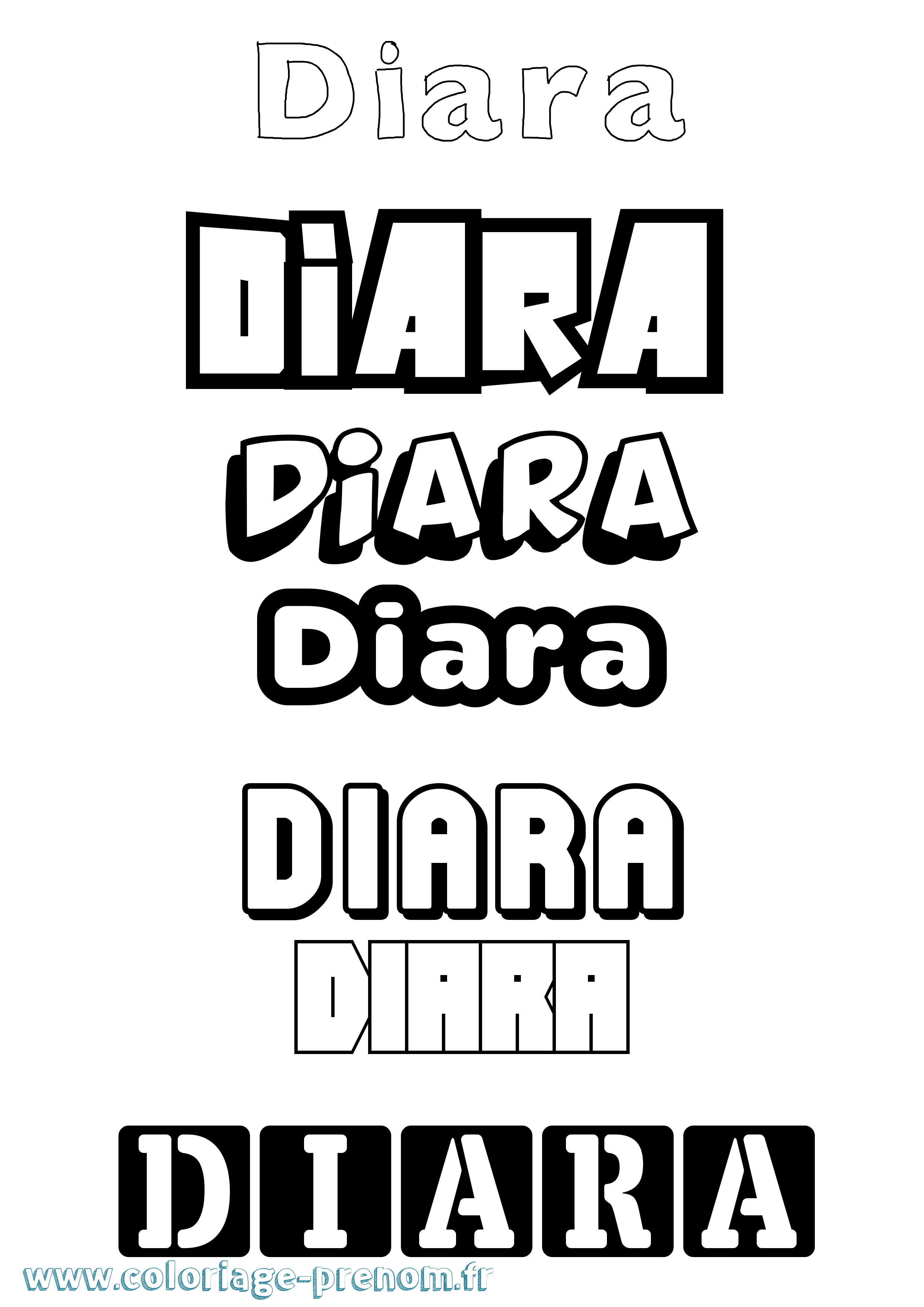 Coloriage Diara Simple Coloriage prénom Diara Simple