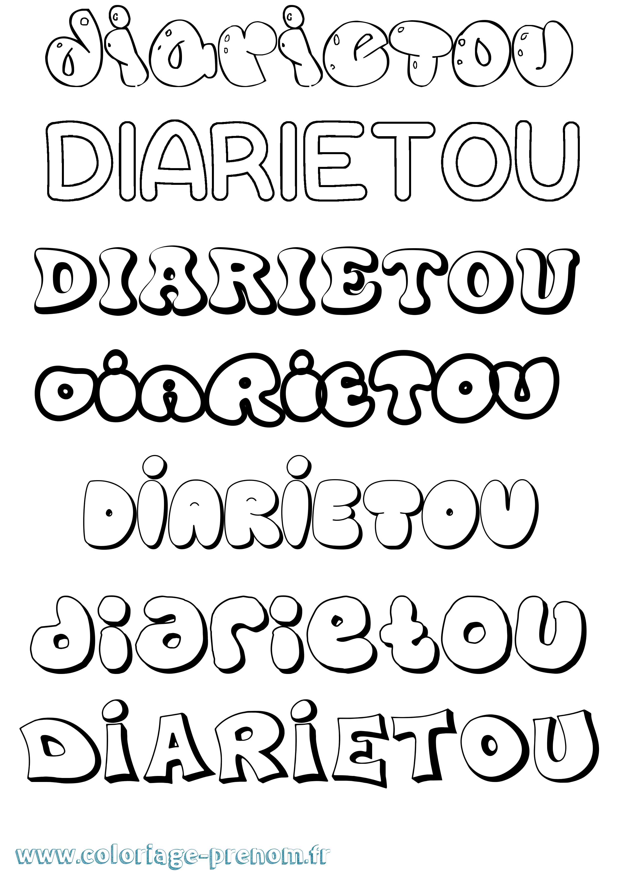 Coloriage Diarietou Bubble Coloriage prénom Diarietou Bubble