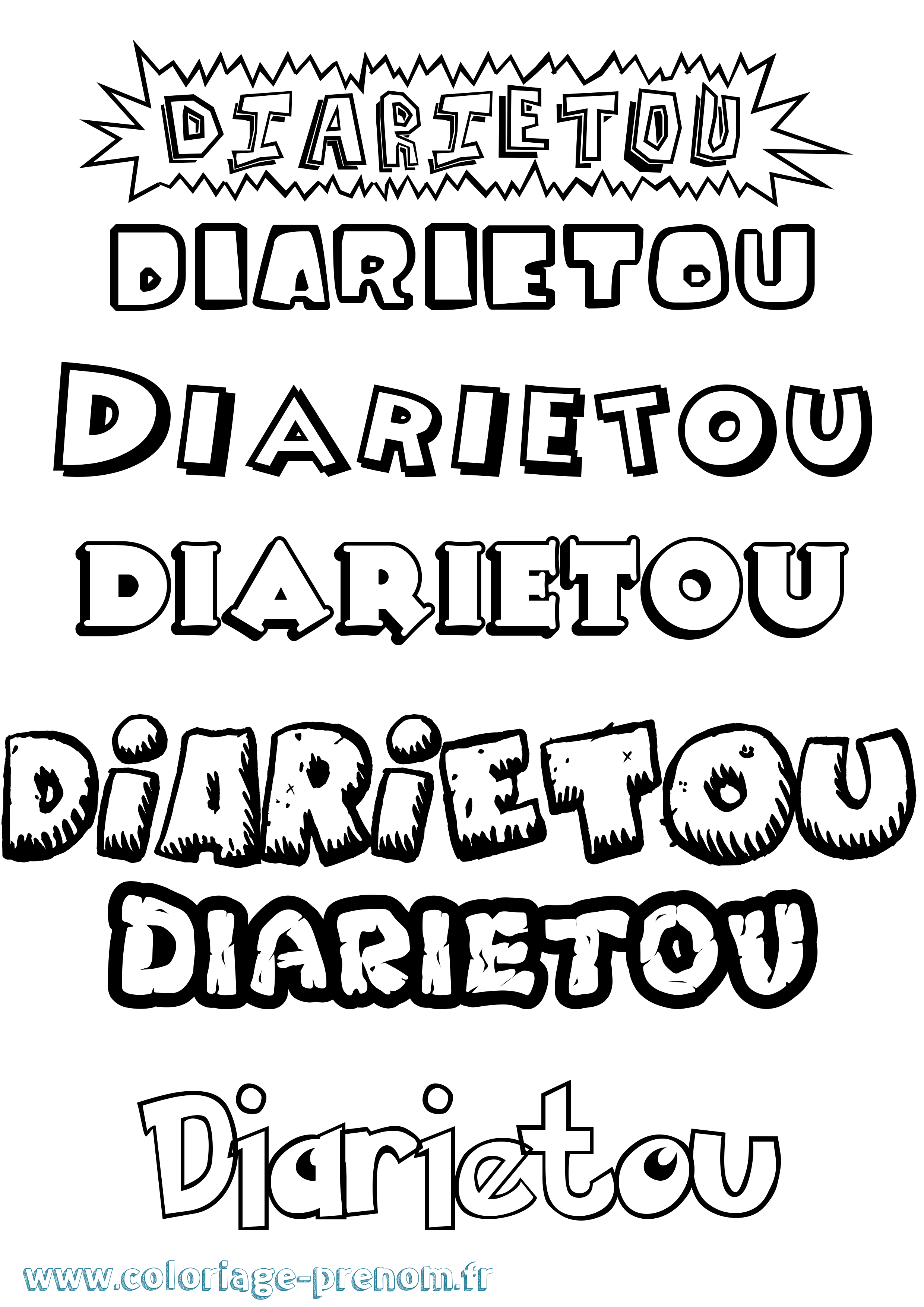 Coloriage Diarietou Dessin Animé Coloriage prénom Diarietou Dessin Animé