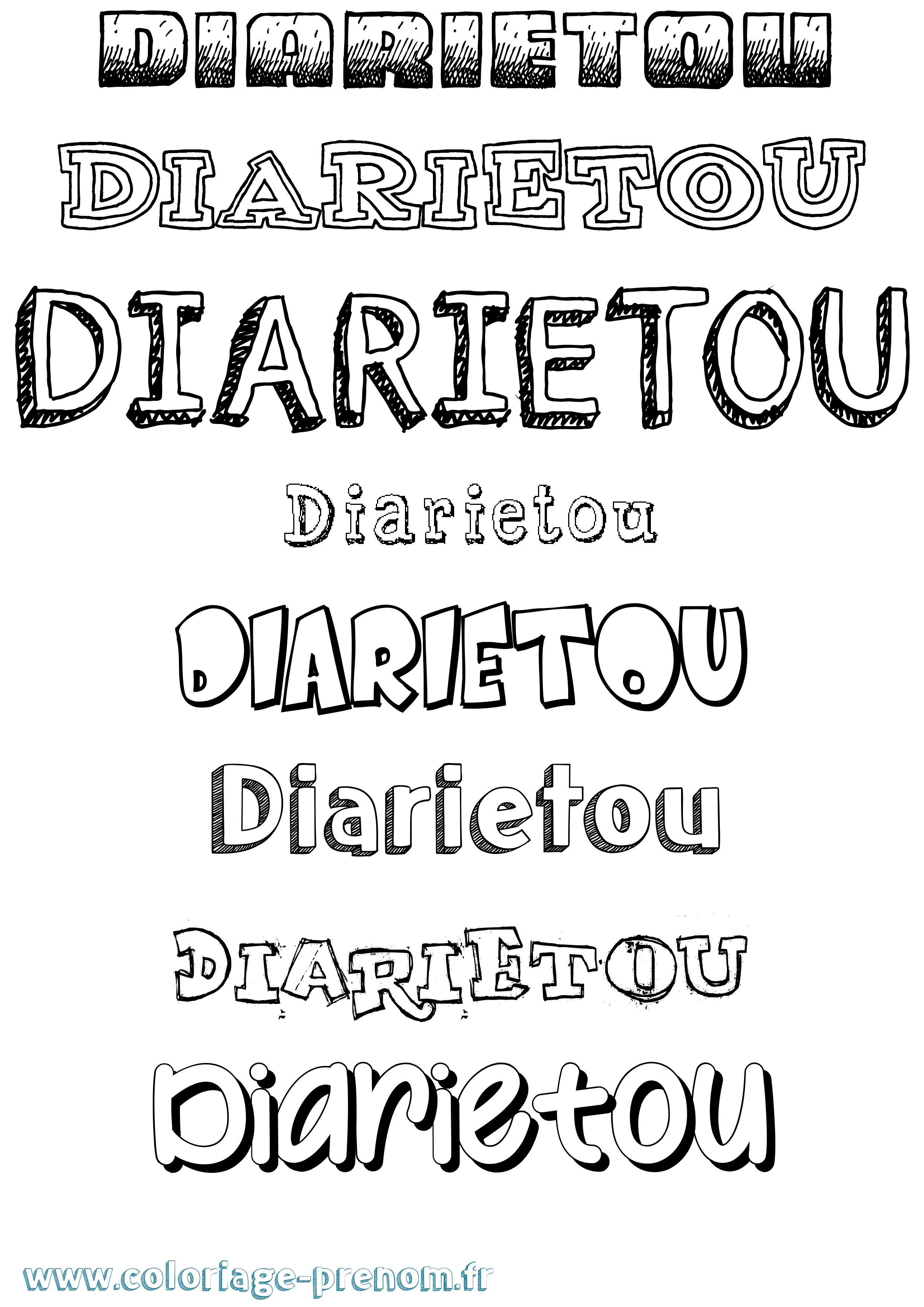 Coloriage Diarietou Dessiné Coloriage prénom Diarietou Dessiné