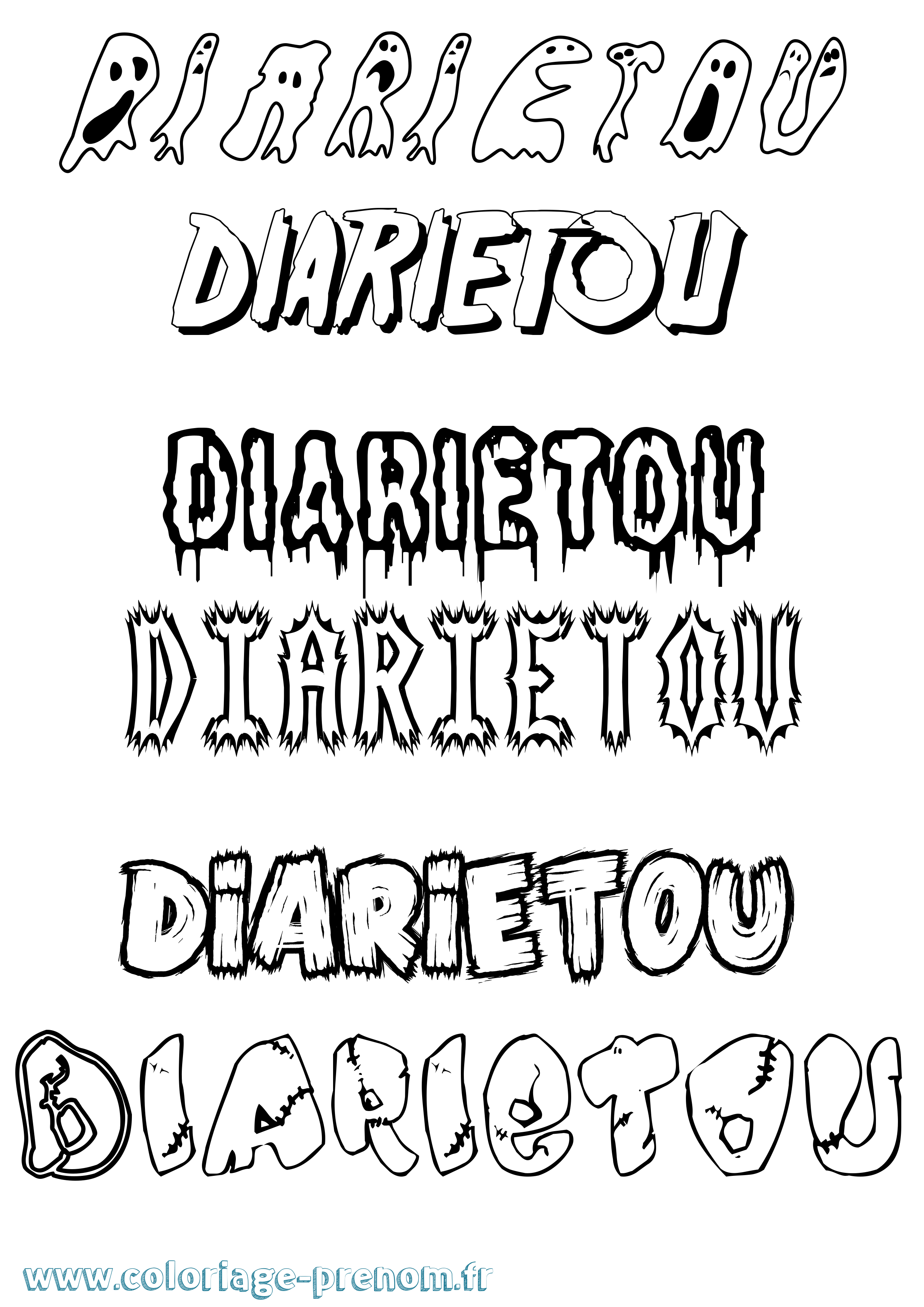 Coloriage Diarietou Frisson Coloriage prénom Diarietou Frisson