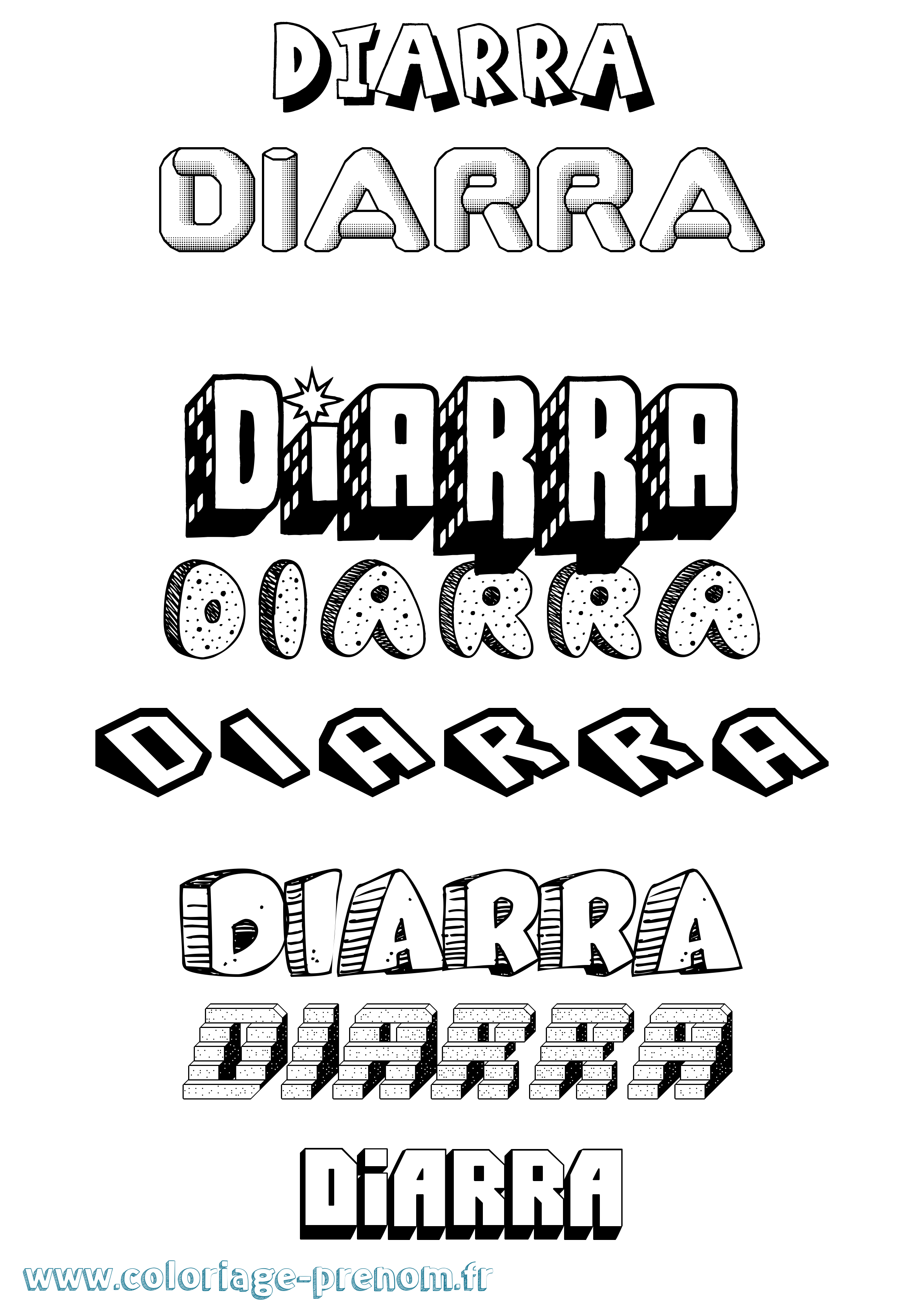 Coloriage Diarra Effet 3D Coloriage prénom Diarra Effet 3D