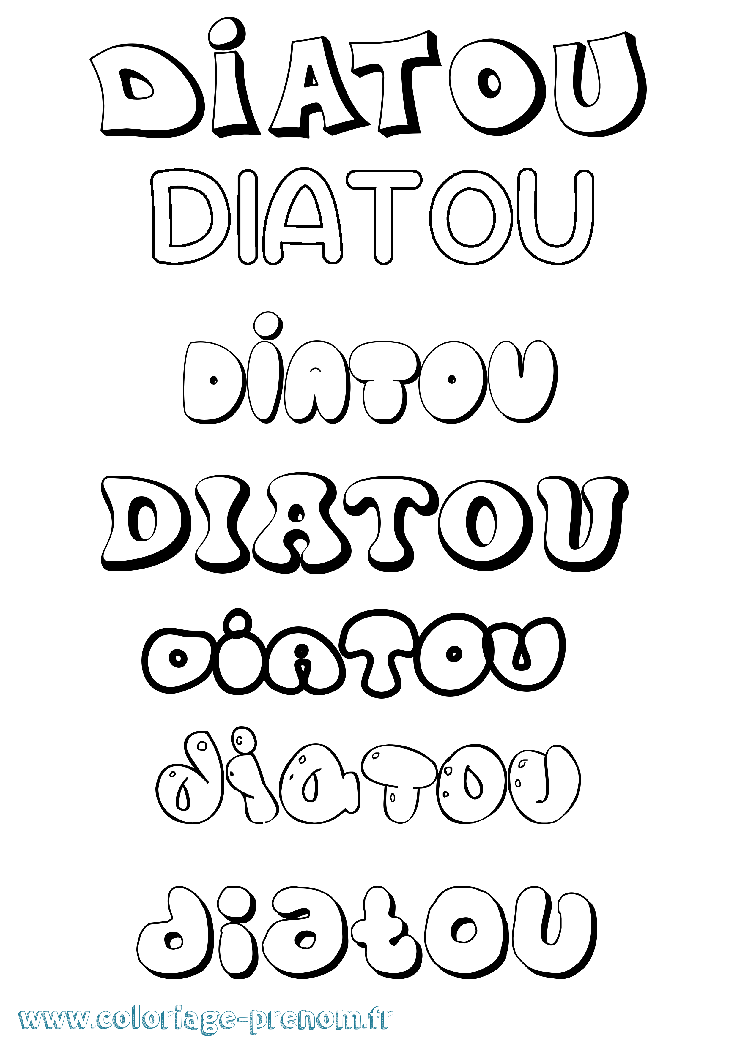 Coloriage Diatou Bubble Coloriage prénom Diatou Bubble