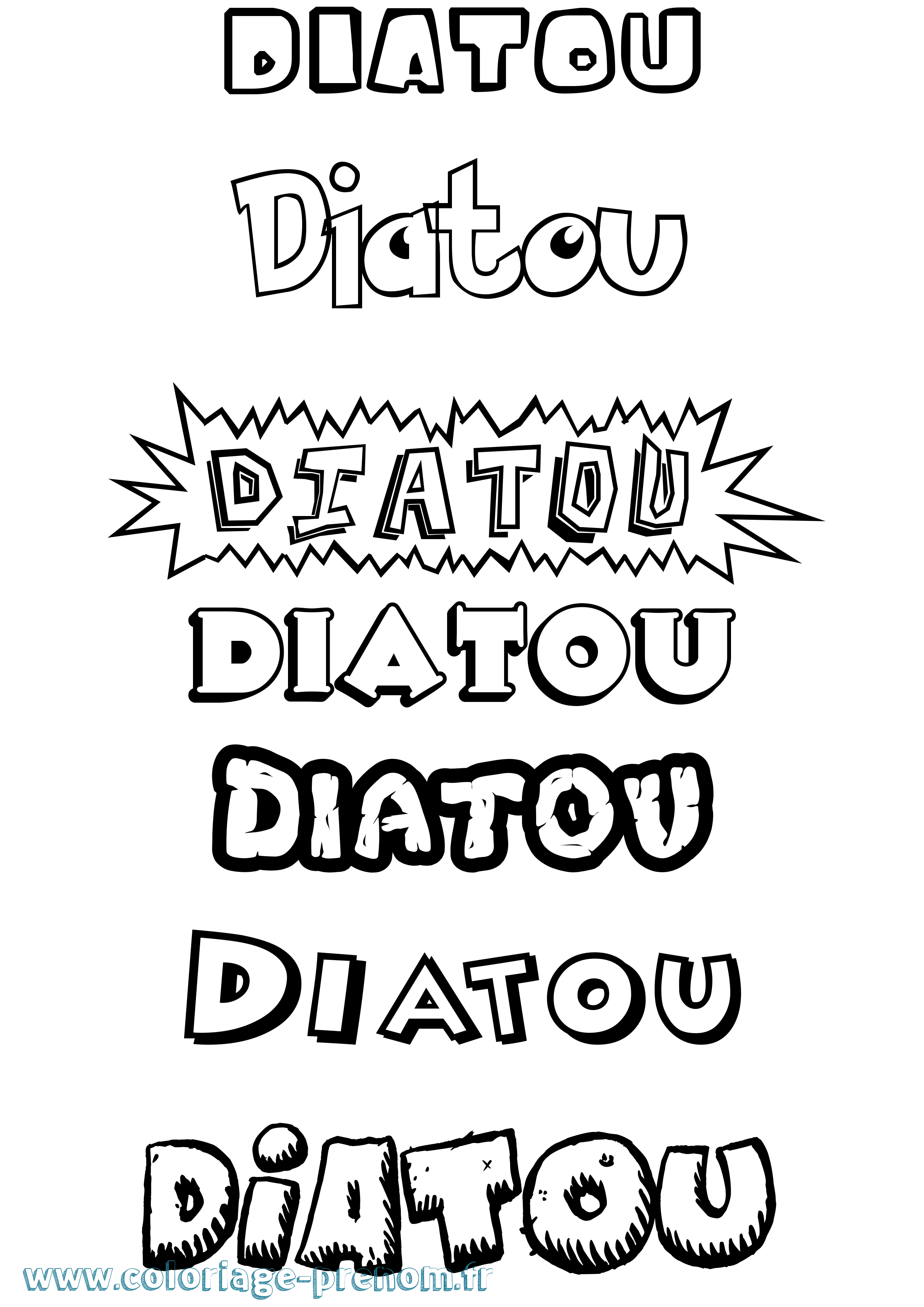Coloriage Diatou Dessin Animé Coloriage prénom Diatou Dessin Animé