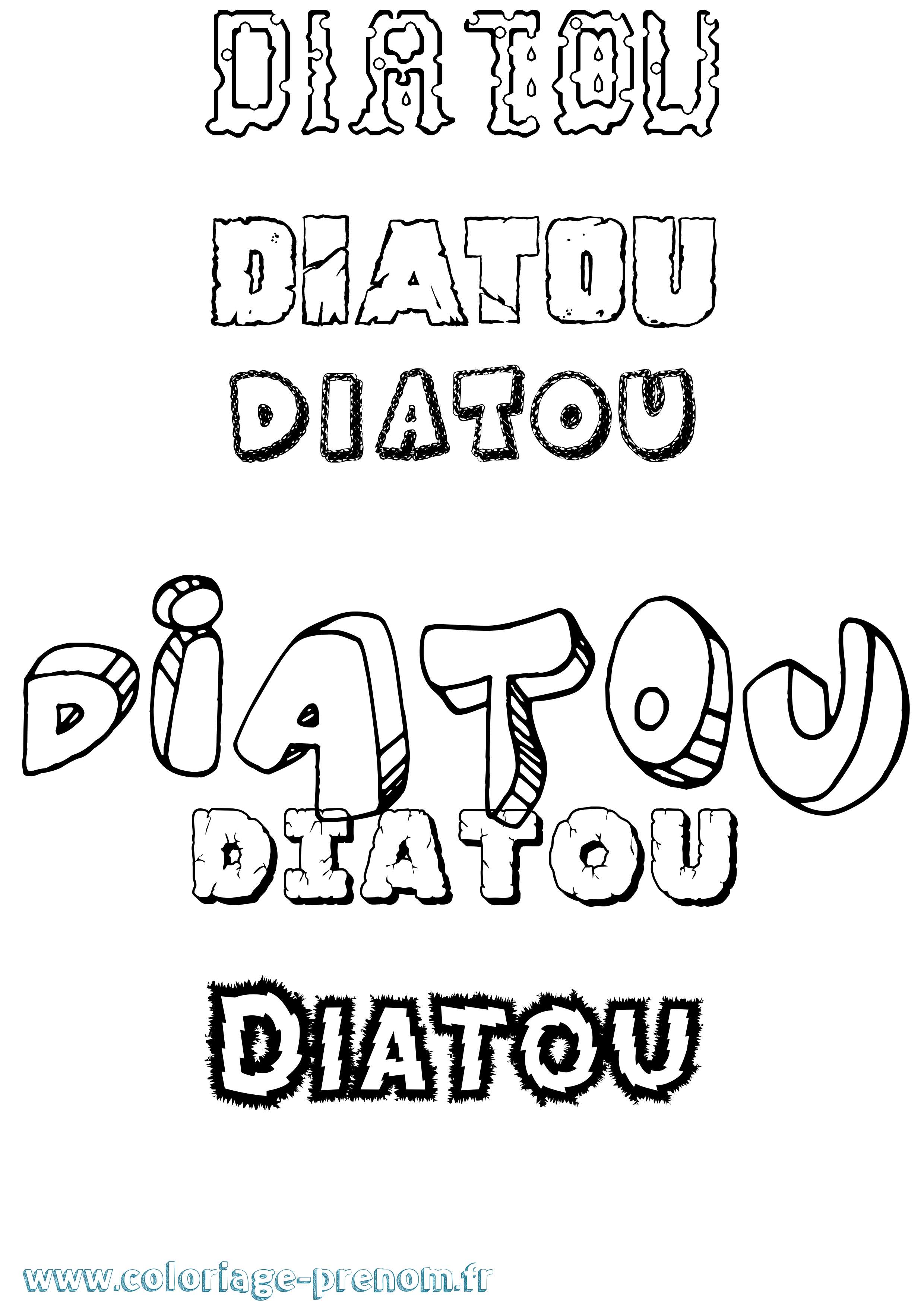 Coloriage Diatou Destructuré Coloriage prénom Diatou Destructuré