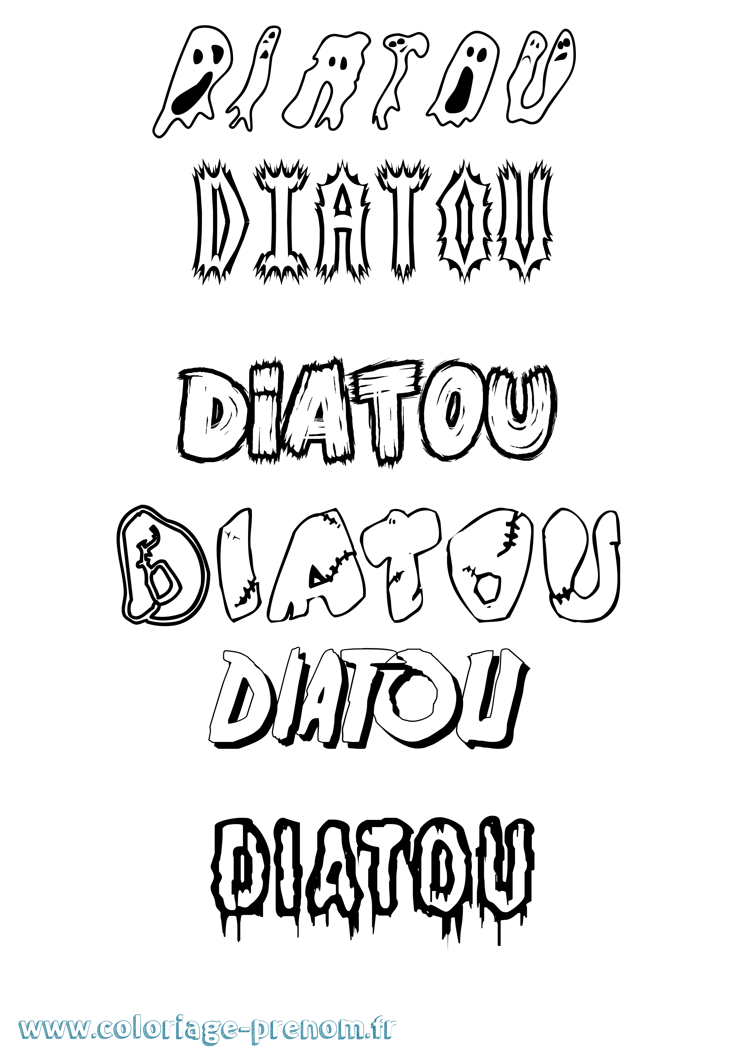 Coloriage Diatou Frisson Coloriage prénom Diatou Frisson