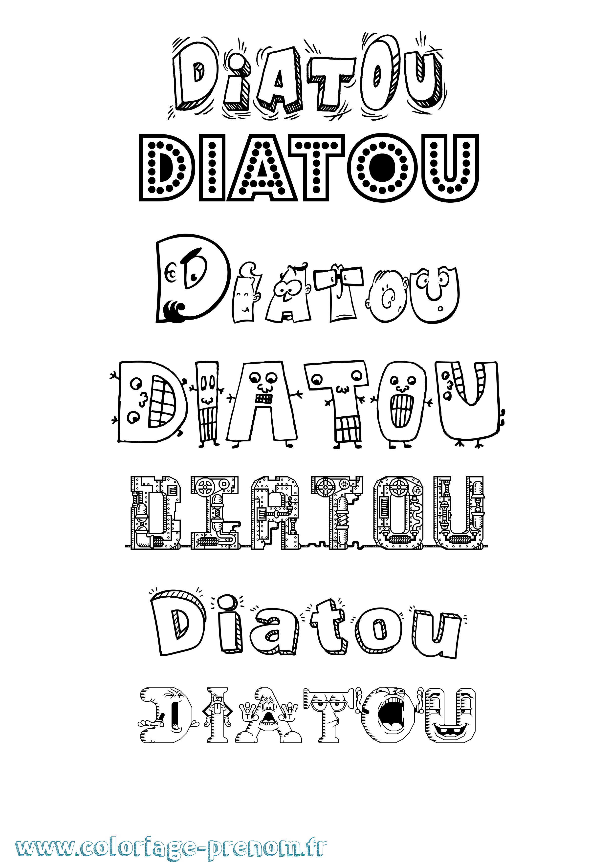 Coloriage Diatou Fun Coloriage prénom Diatou Fun