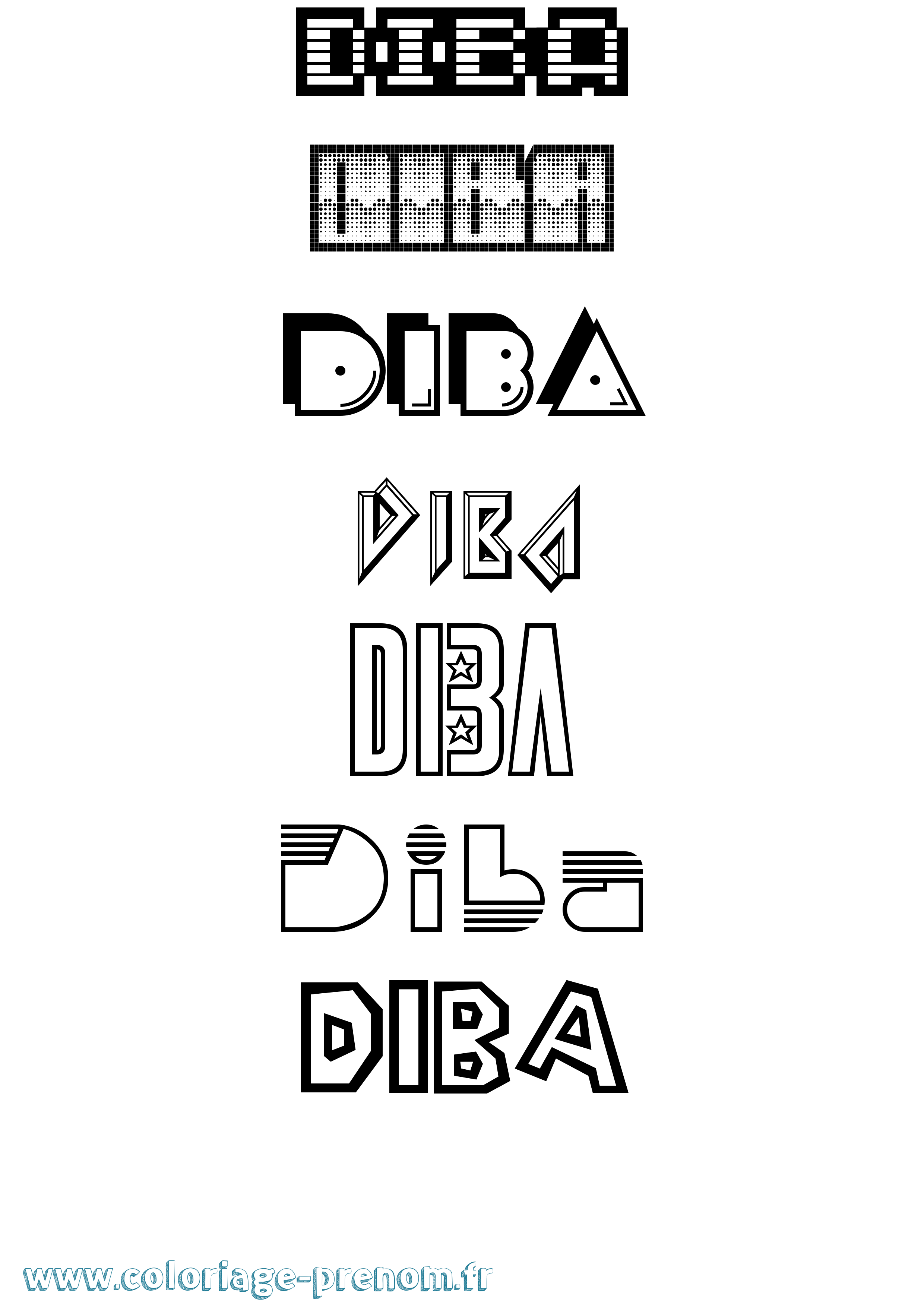 Coloriage Diba Jeux Vidéos Coloriage prénom Diba Jeux Vidéos