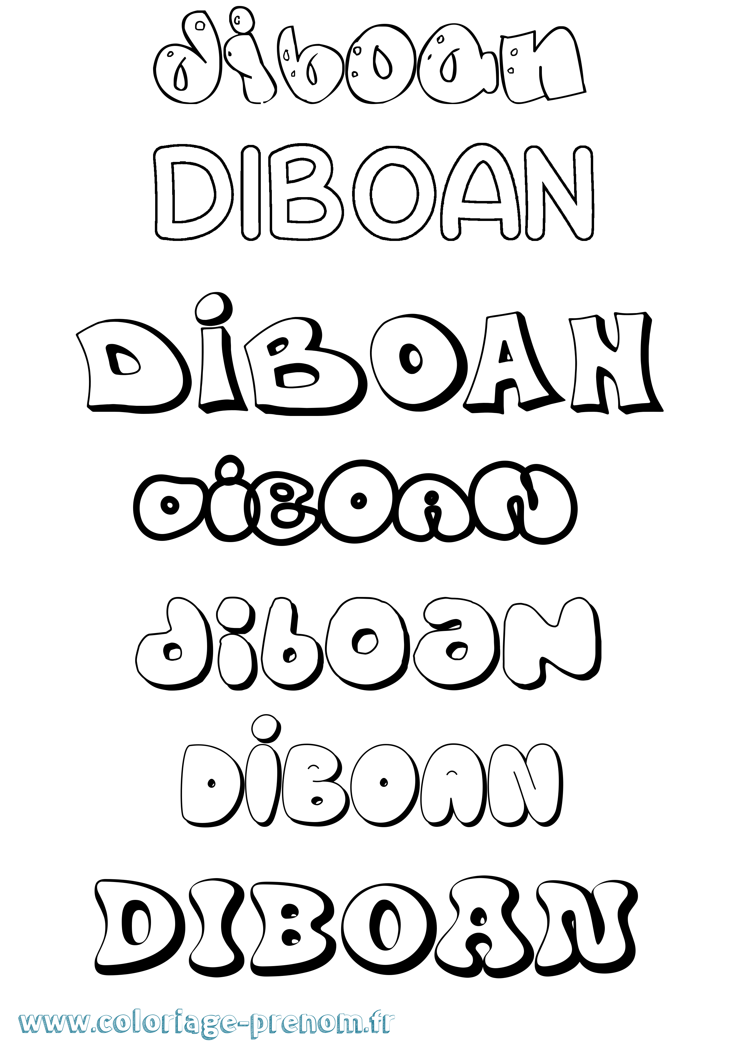Coloriage Diboan Bubble Coloriage prénom Diboan Bubble