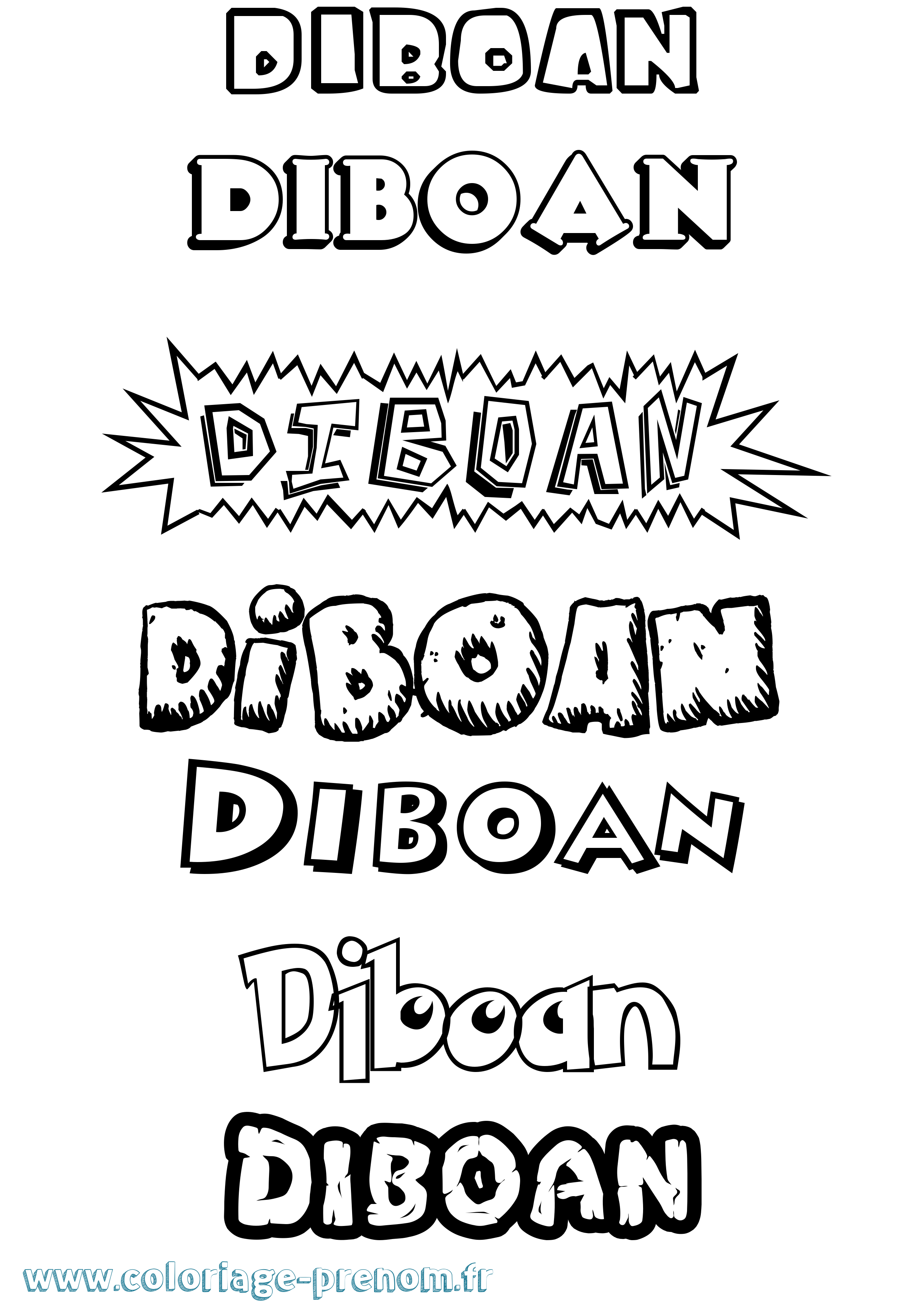 Coloriage Diboan Dessin Animé Coloriage prénom Diboan Dessin Animé