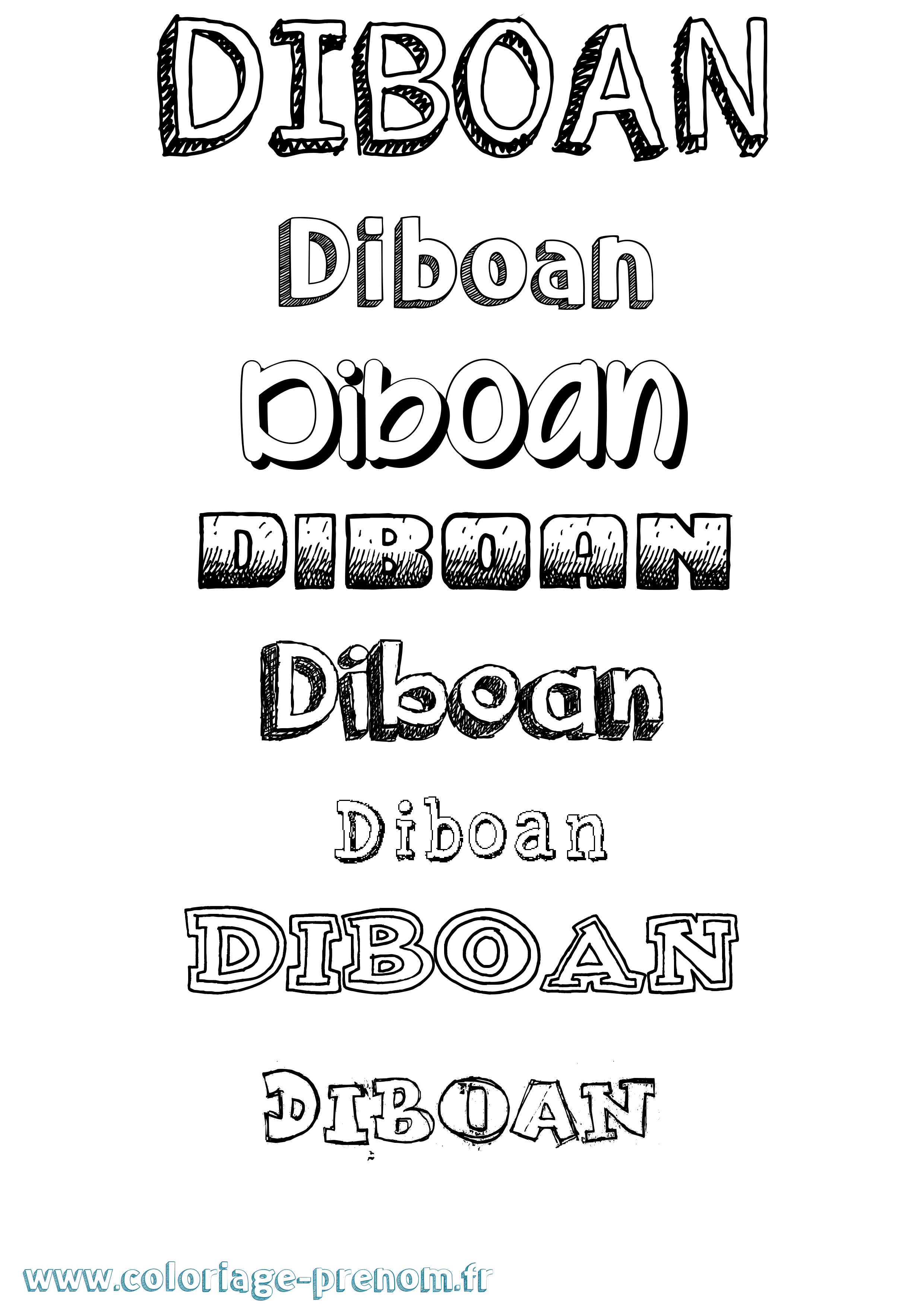Coloriage Diboan Dessiné Coloriage prénom Diboan Dessiné