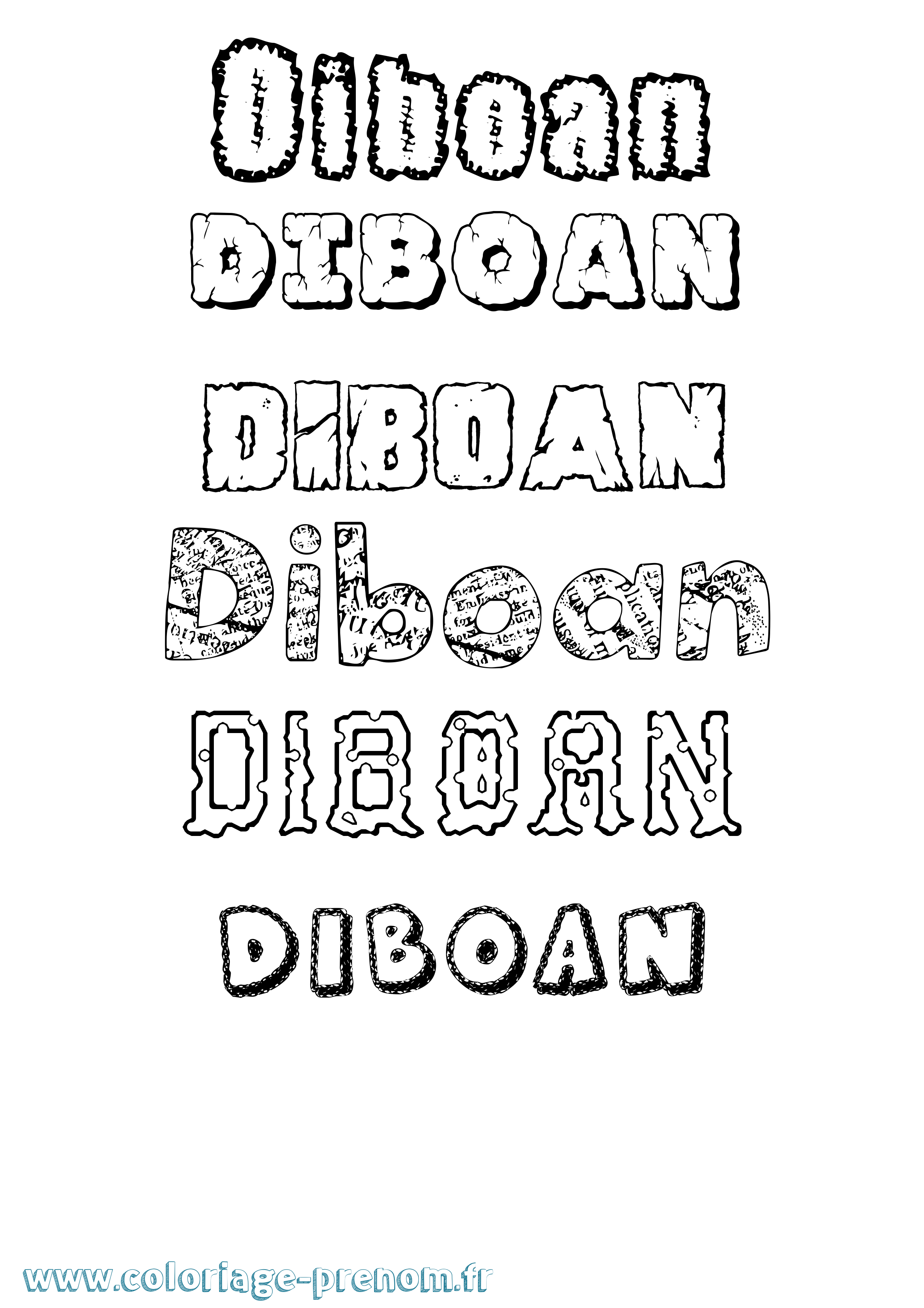 Coloriage Diboan Destructuré Coloriage prénom Diboan Destructuré