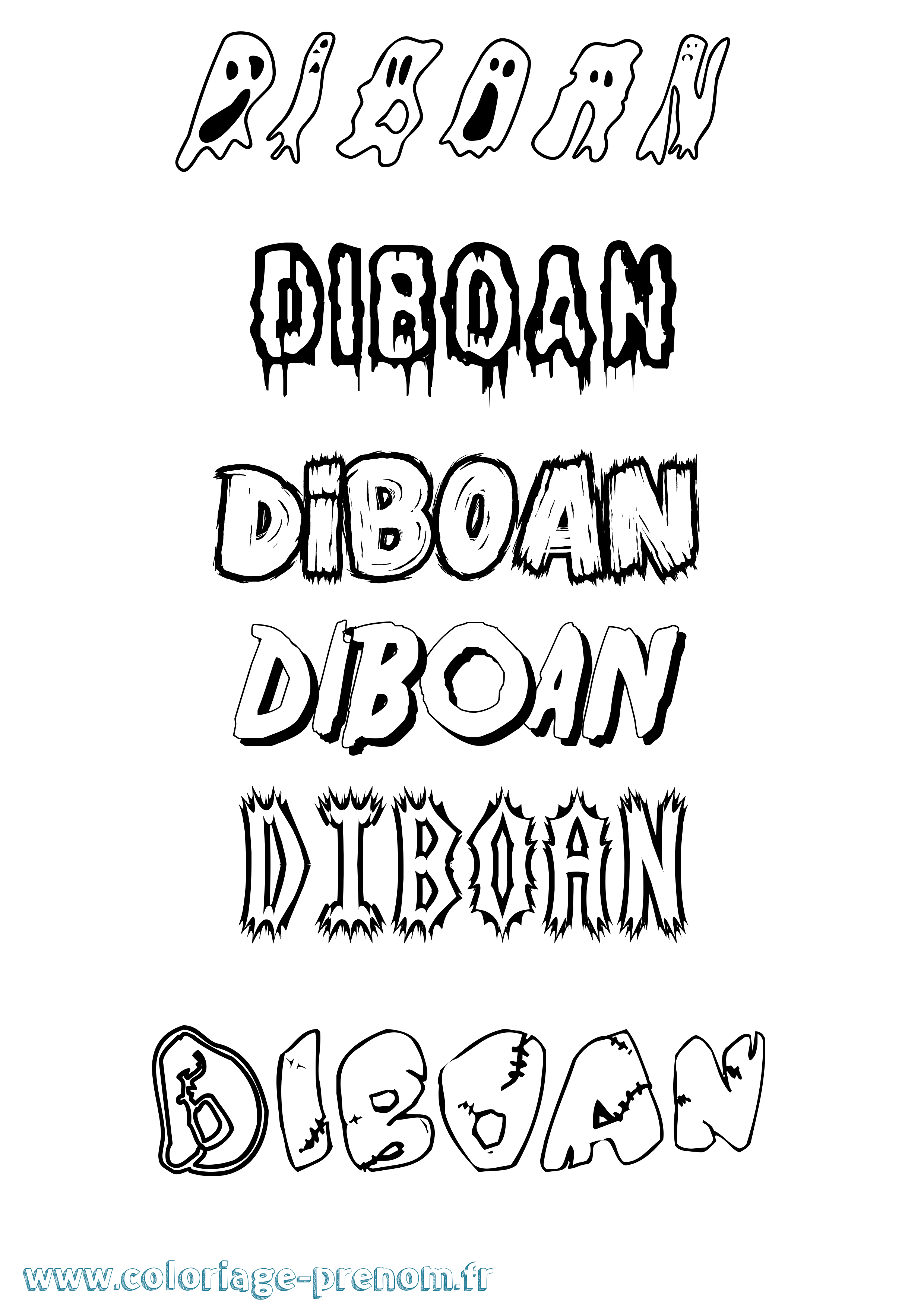 Coloriage Diboan Frisson Coloriage prénom Diboan Frisson