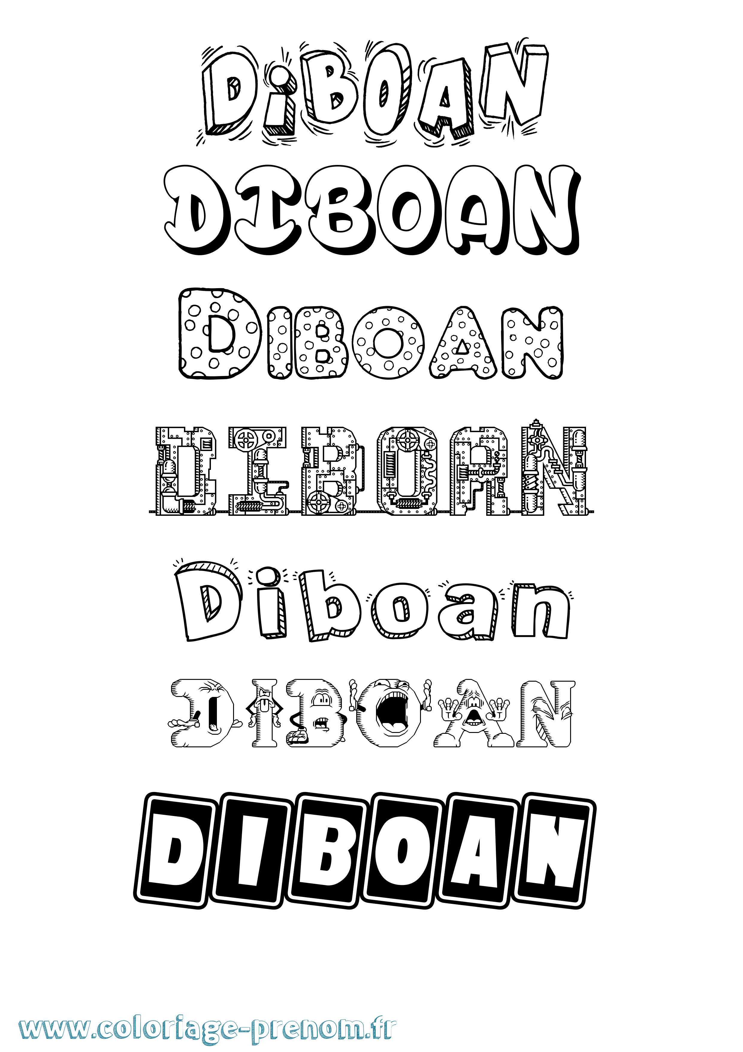 Coloriage Diboan Fun Coloriage prénom Diboan Fun