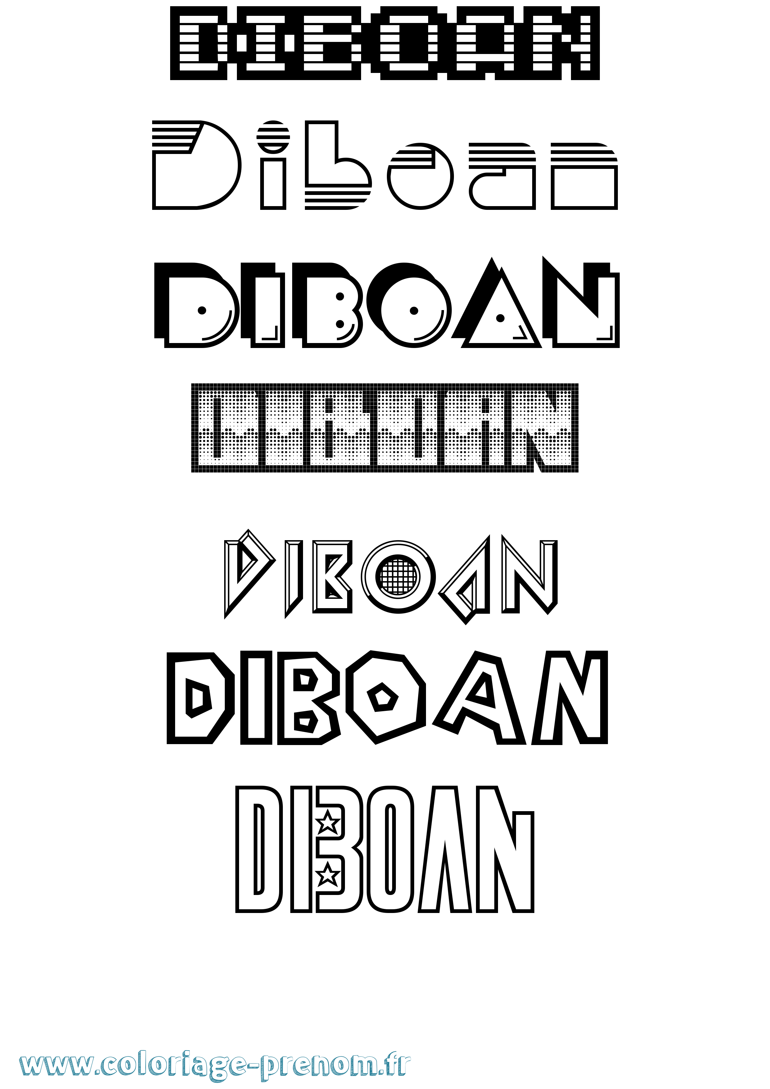 Coloriage Diboan Jeux Vidéos Coloriage prénom Diboan Jeux Vidéos