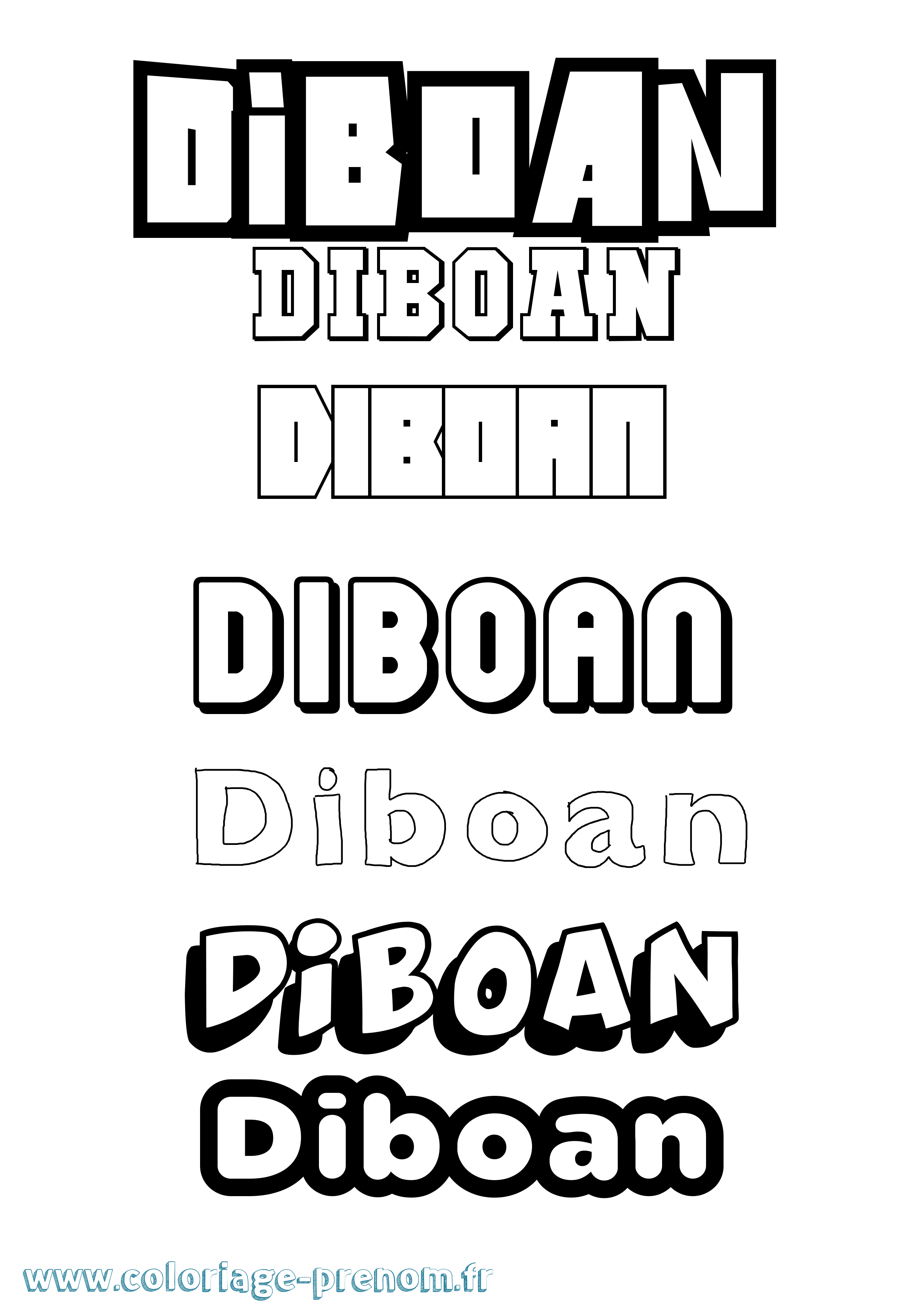 Coloriage Diboan Simple Coloriage prénom Diboan Simple